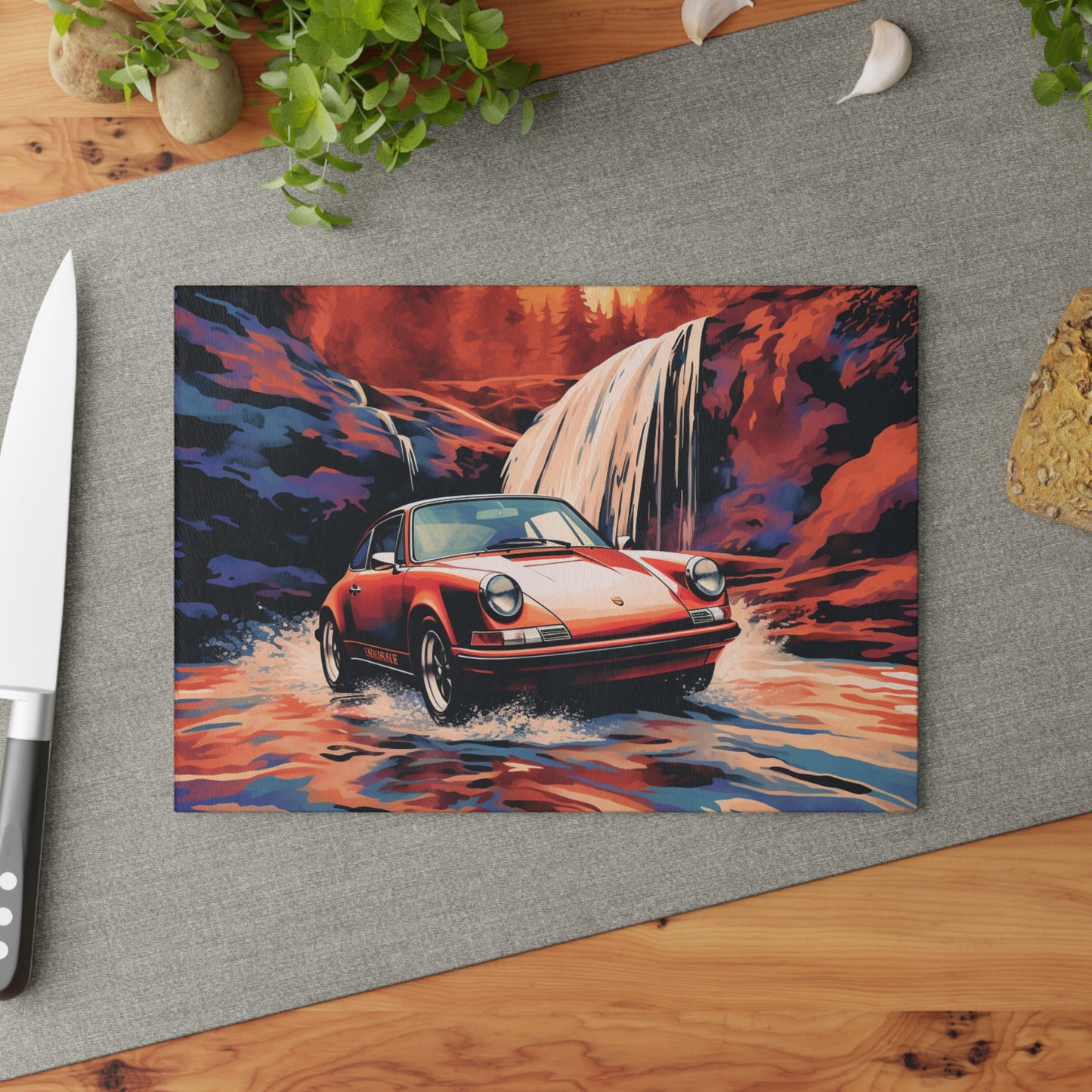 Glass Cutting Board American Flag Porsche Abstract 4