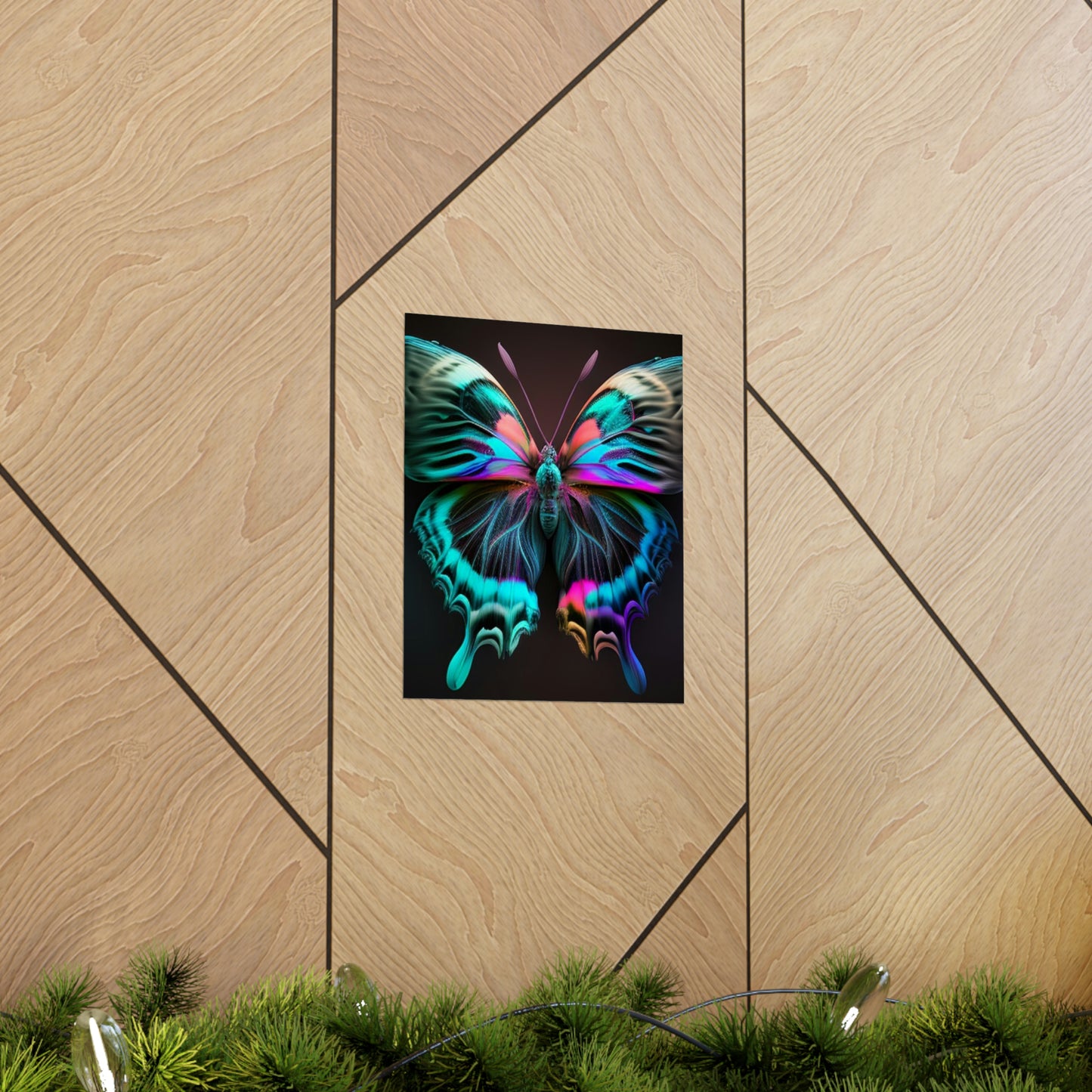 Premium Matte Vertical Posters Neon Butterfly Fusion 3