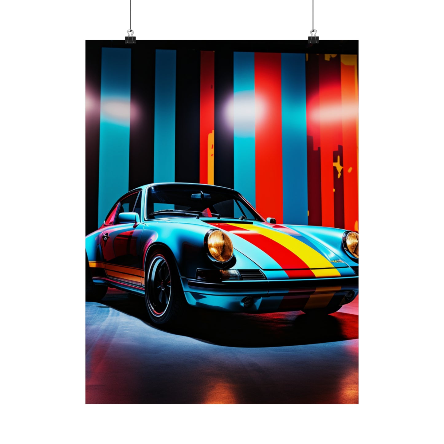 Premium Matte Vertical Posters Macro American Flag Porsche 3