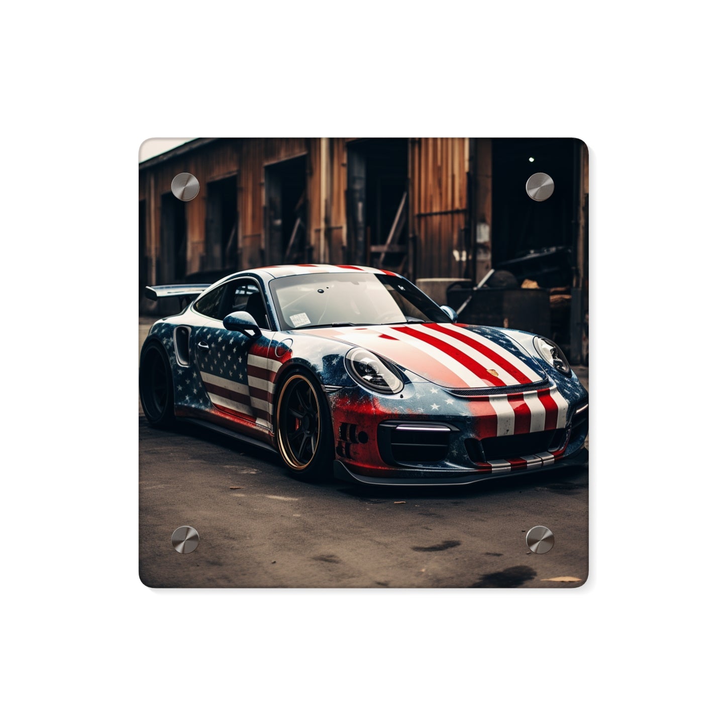 Acrylic Wall Art Panels American Flag Porsche 3