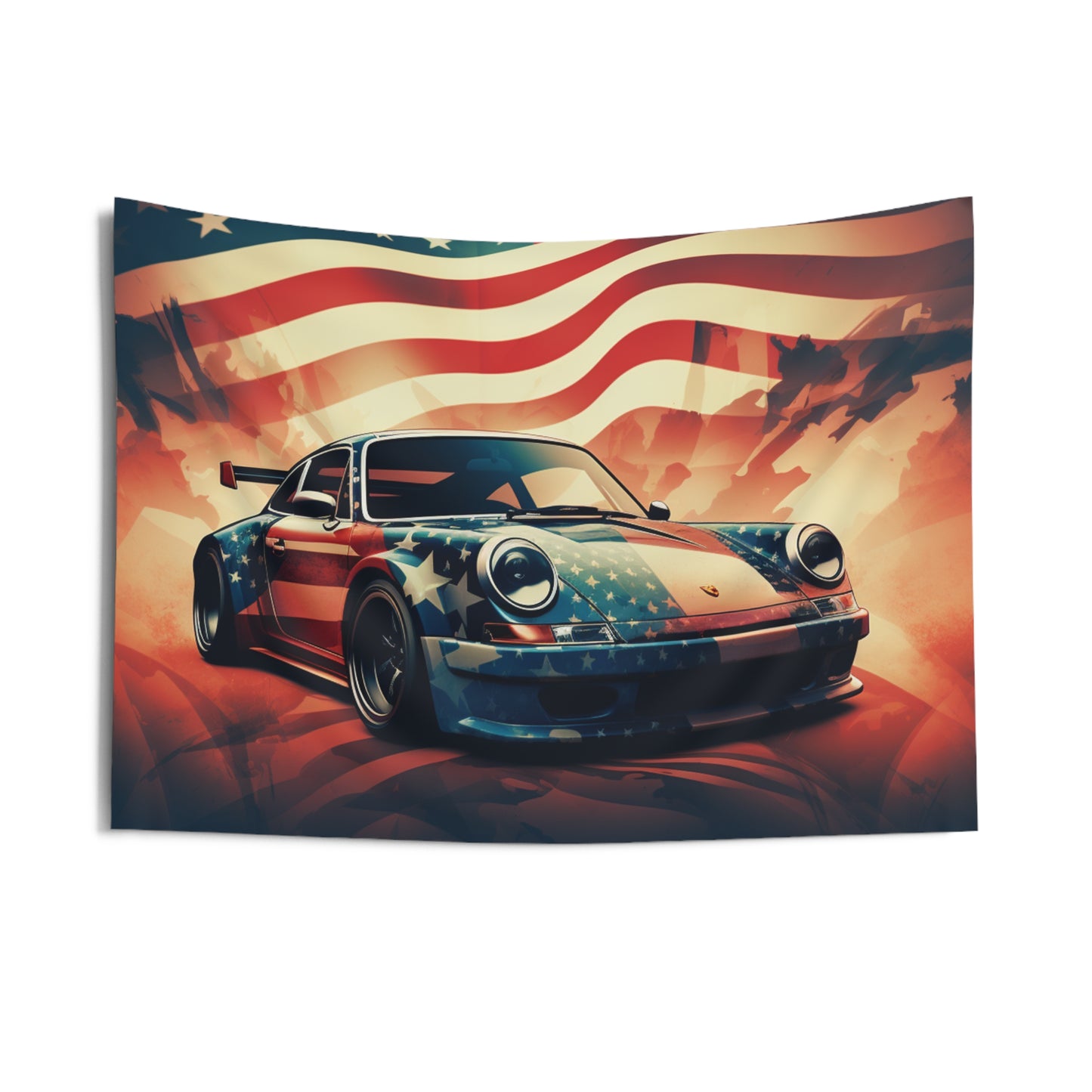 Indoor Wall Tapestries Abstract American Flag Background Porsche 4