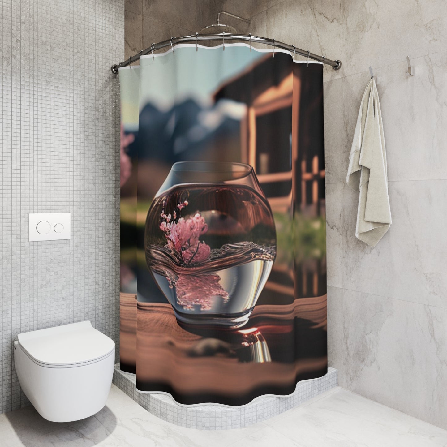 Polyester Shower Curtain Cherry Blossom 4