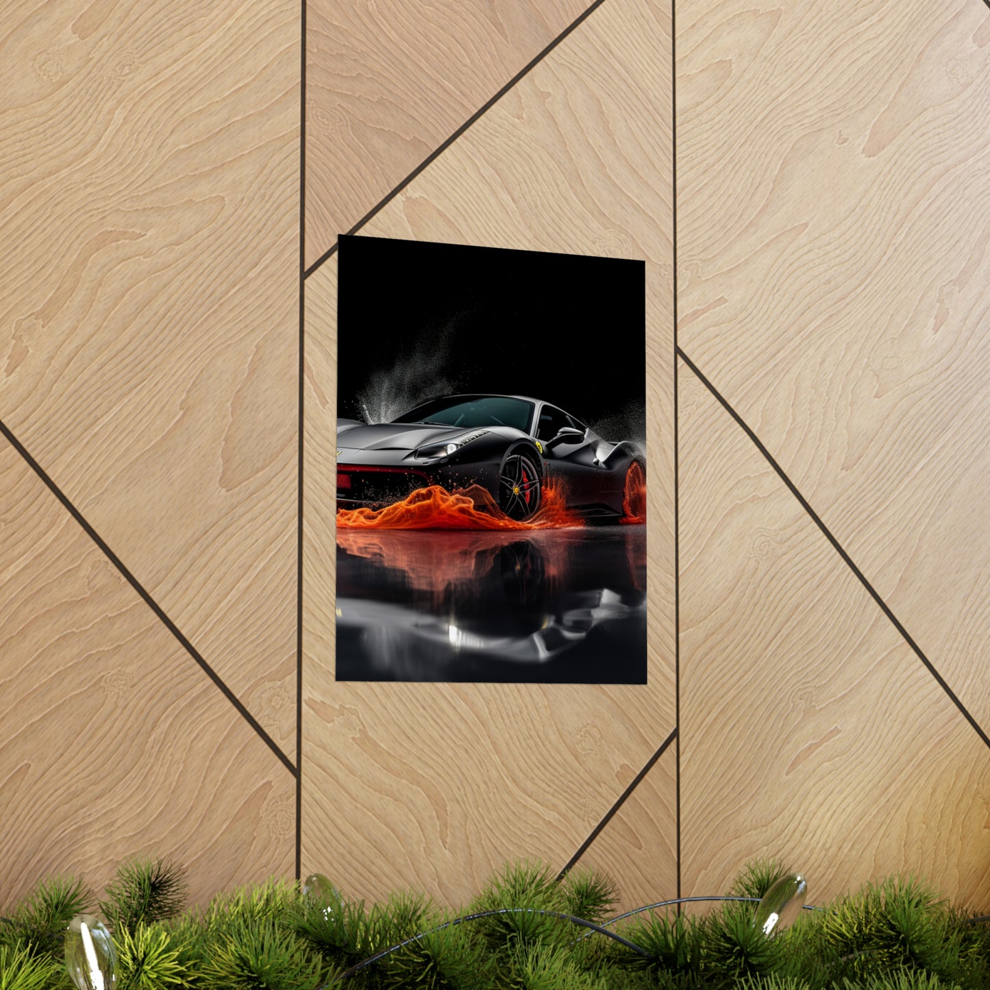 Premium Matte Vertical Posters Ferrari Water Splash 3