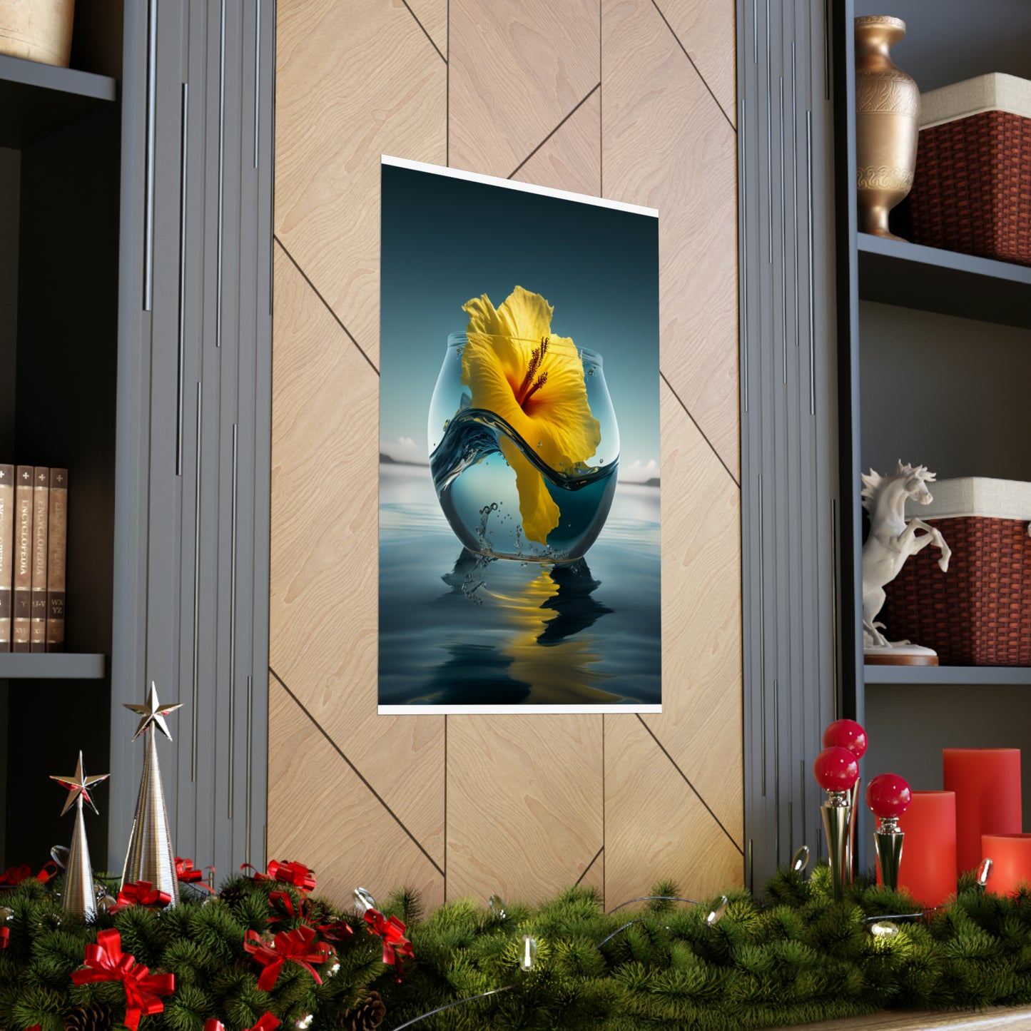 Premium Matte Vertical Posters Yellow Hibiscus glass 4