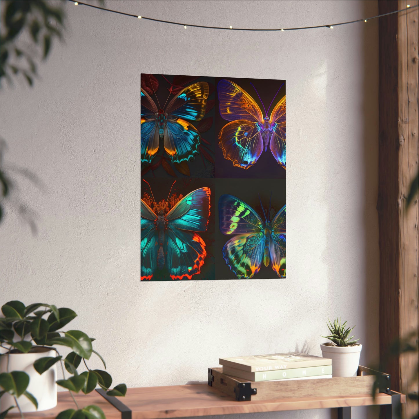 Premium Matte Vertical Posters Neon Butterfly Flair 5