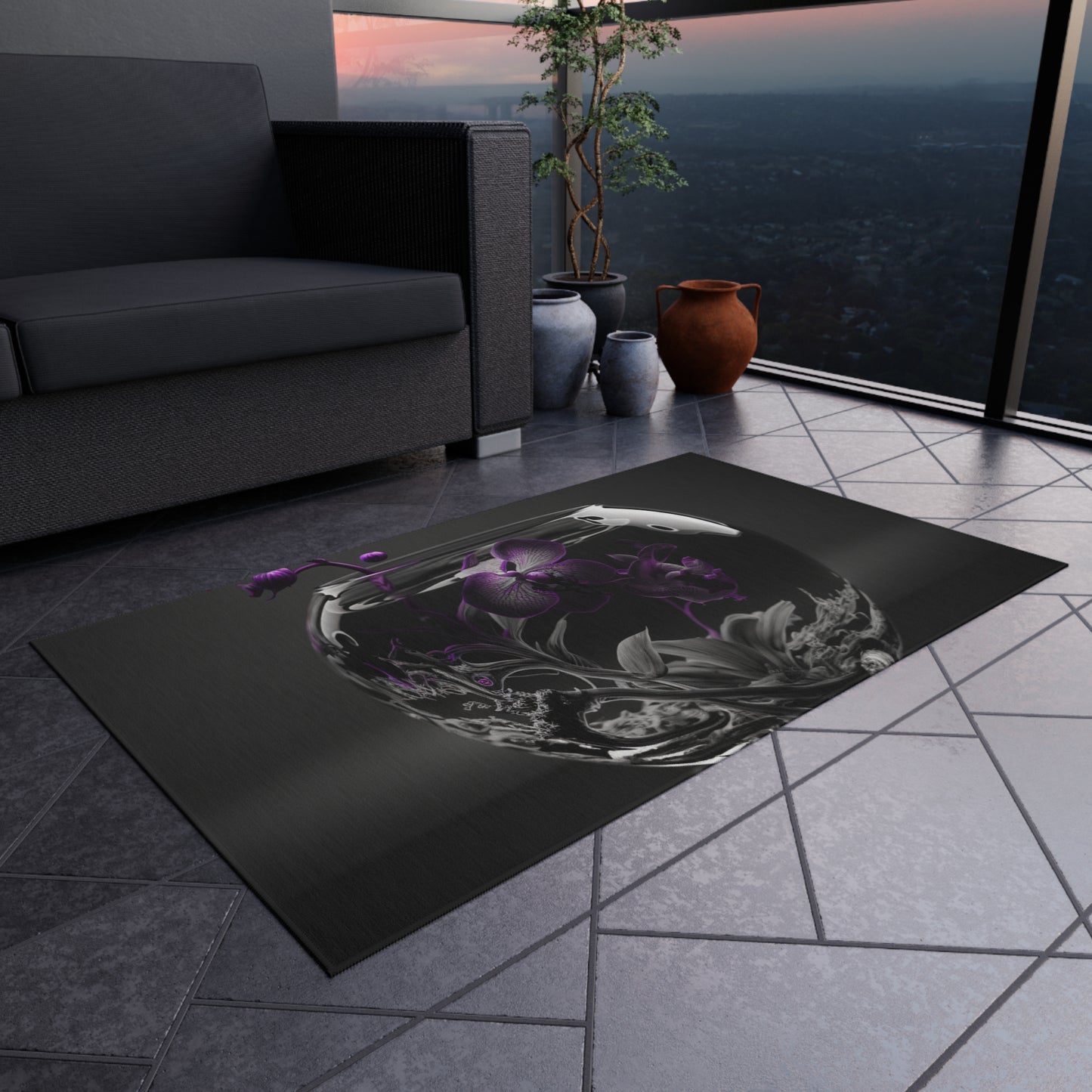 Outdoor Rug  Purple Orchid Glass vase 3