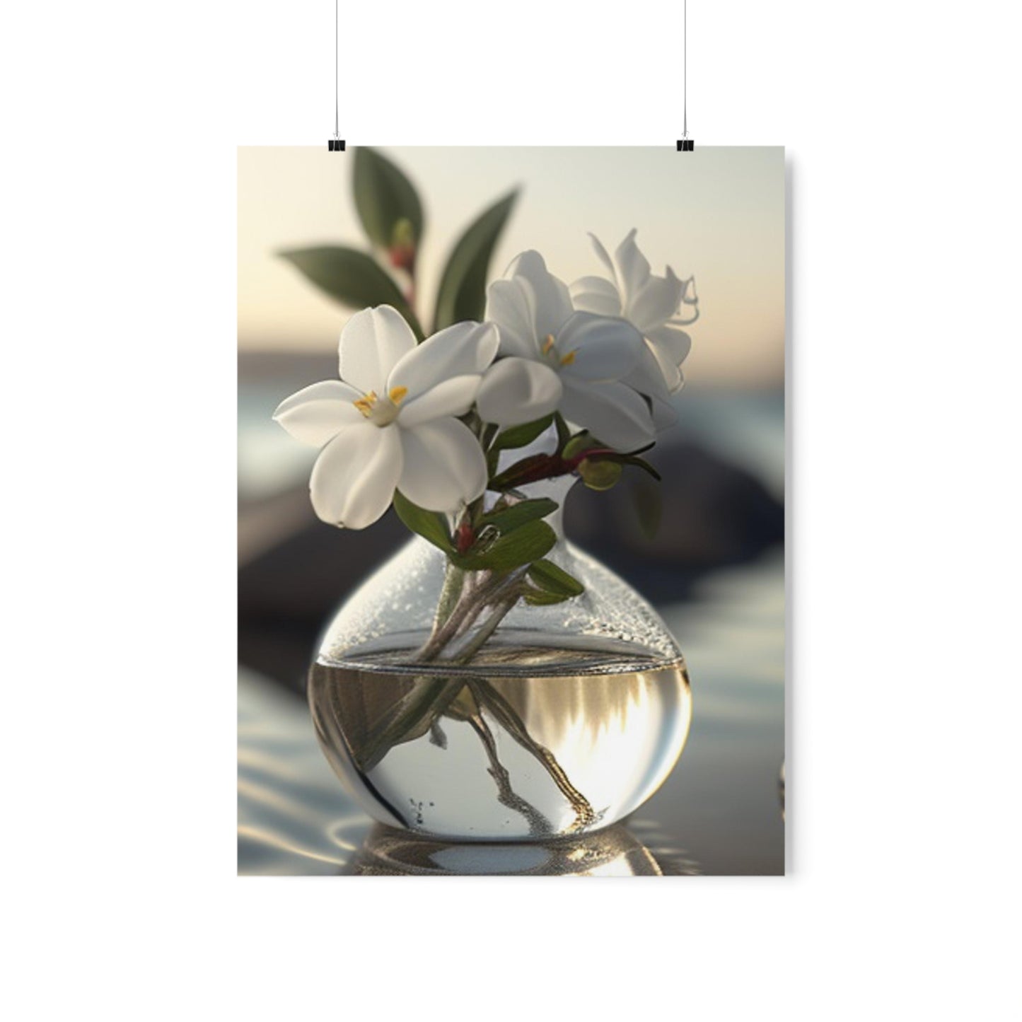 Premium Matte Vertical Posters Jasmine glass vase 1