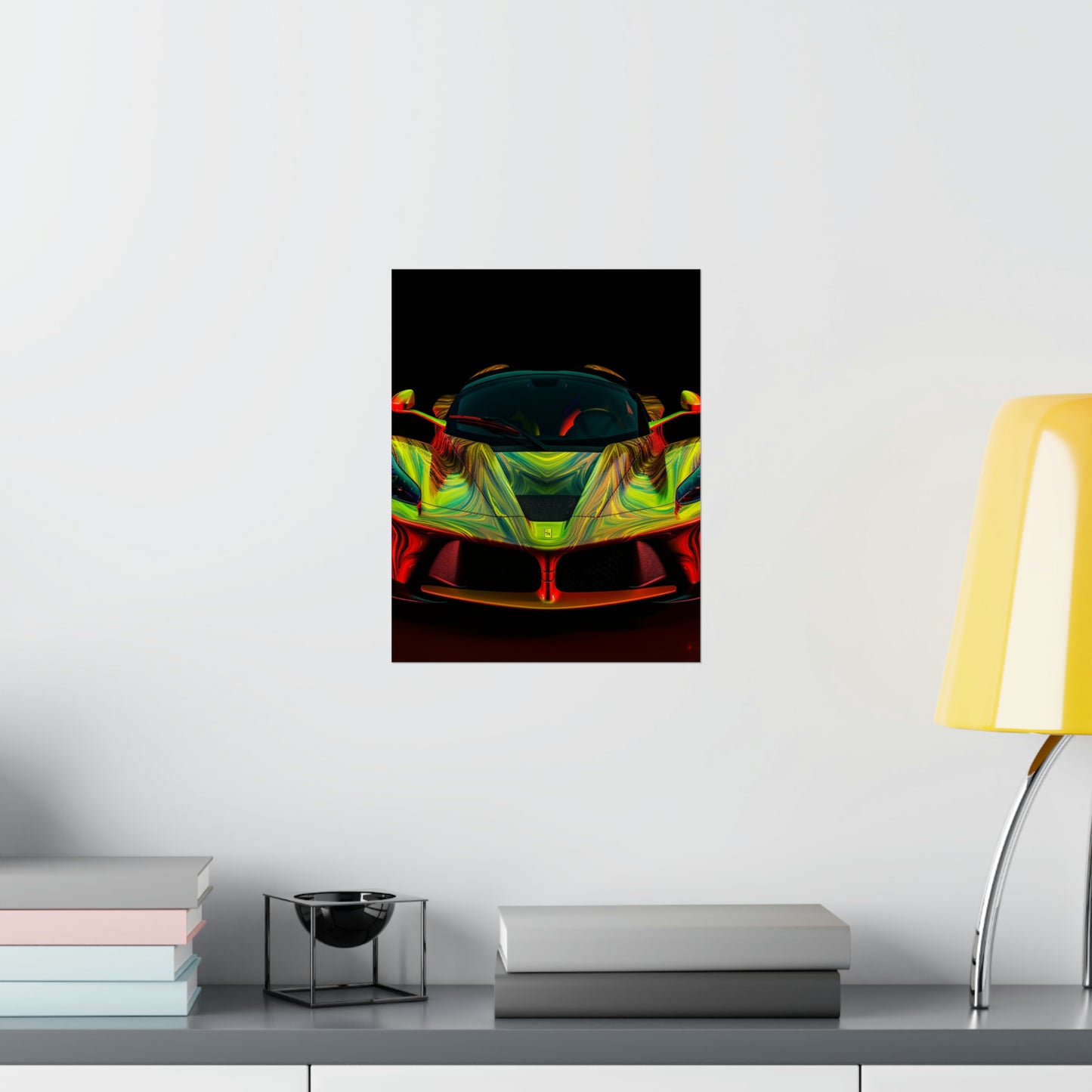 Premium Matte Vertical Posters Ferrari Neon 1