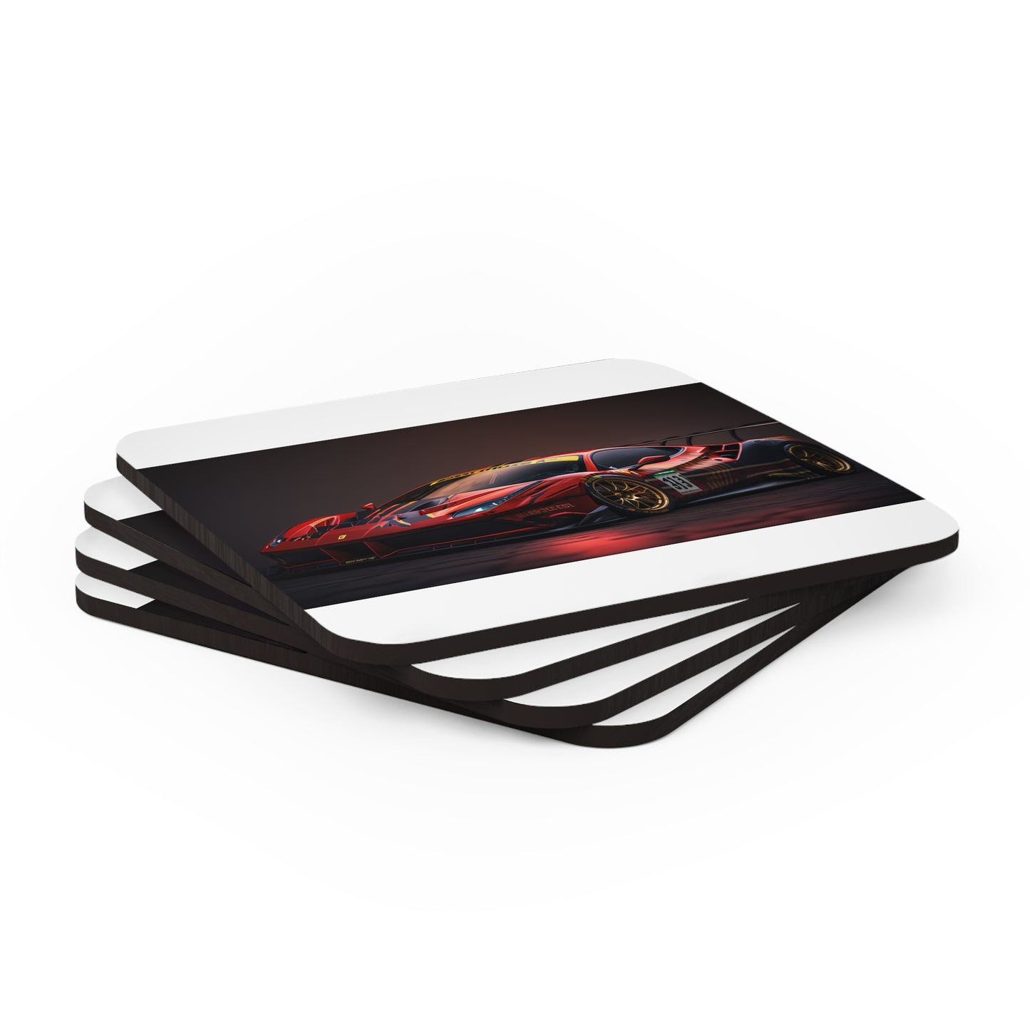 Corkwood Coaster Set Ferrari Red 1