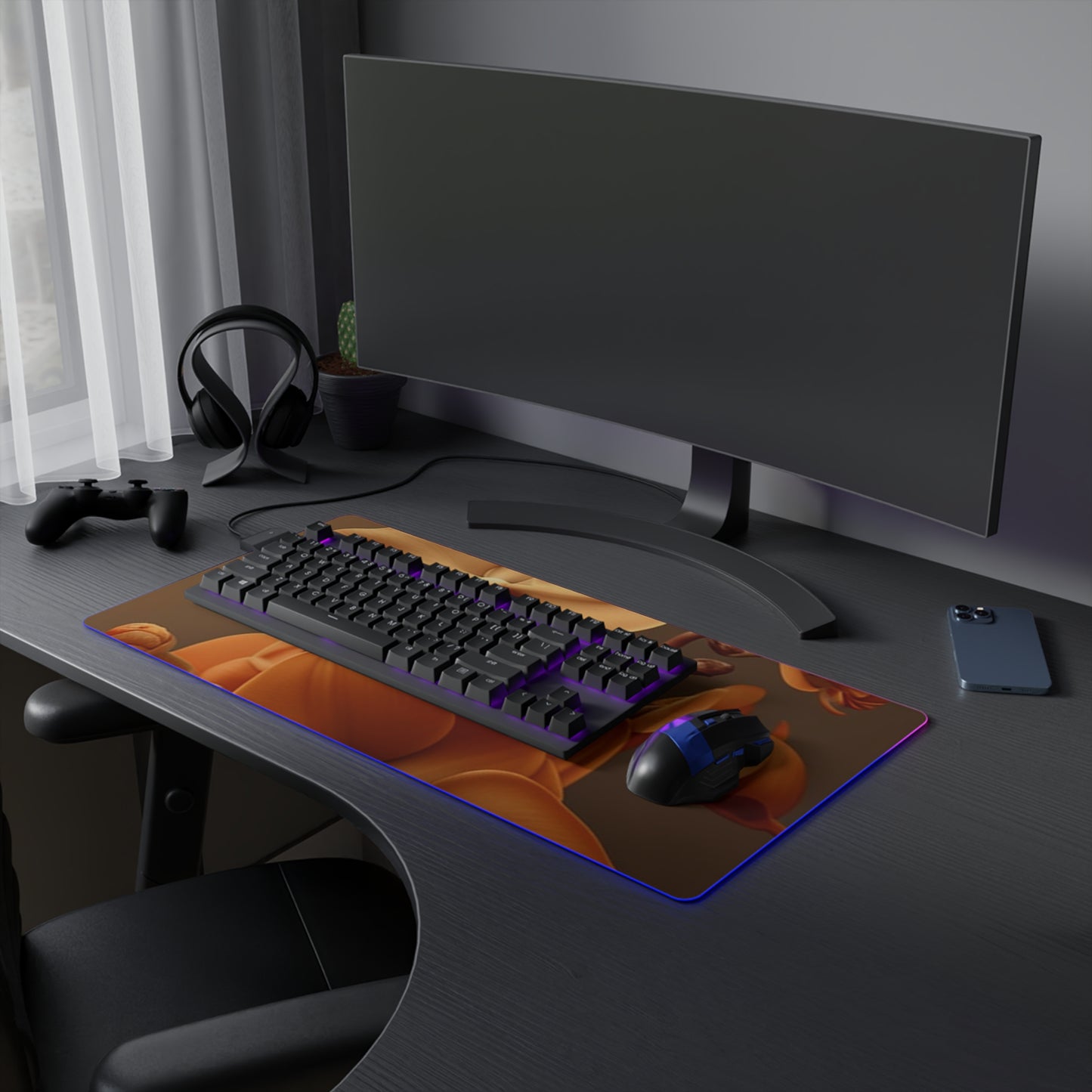 LED Gaming Mouse Pad orchid pedals 4