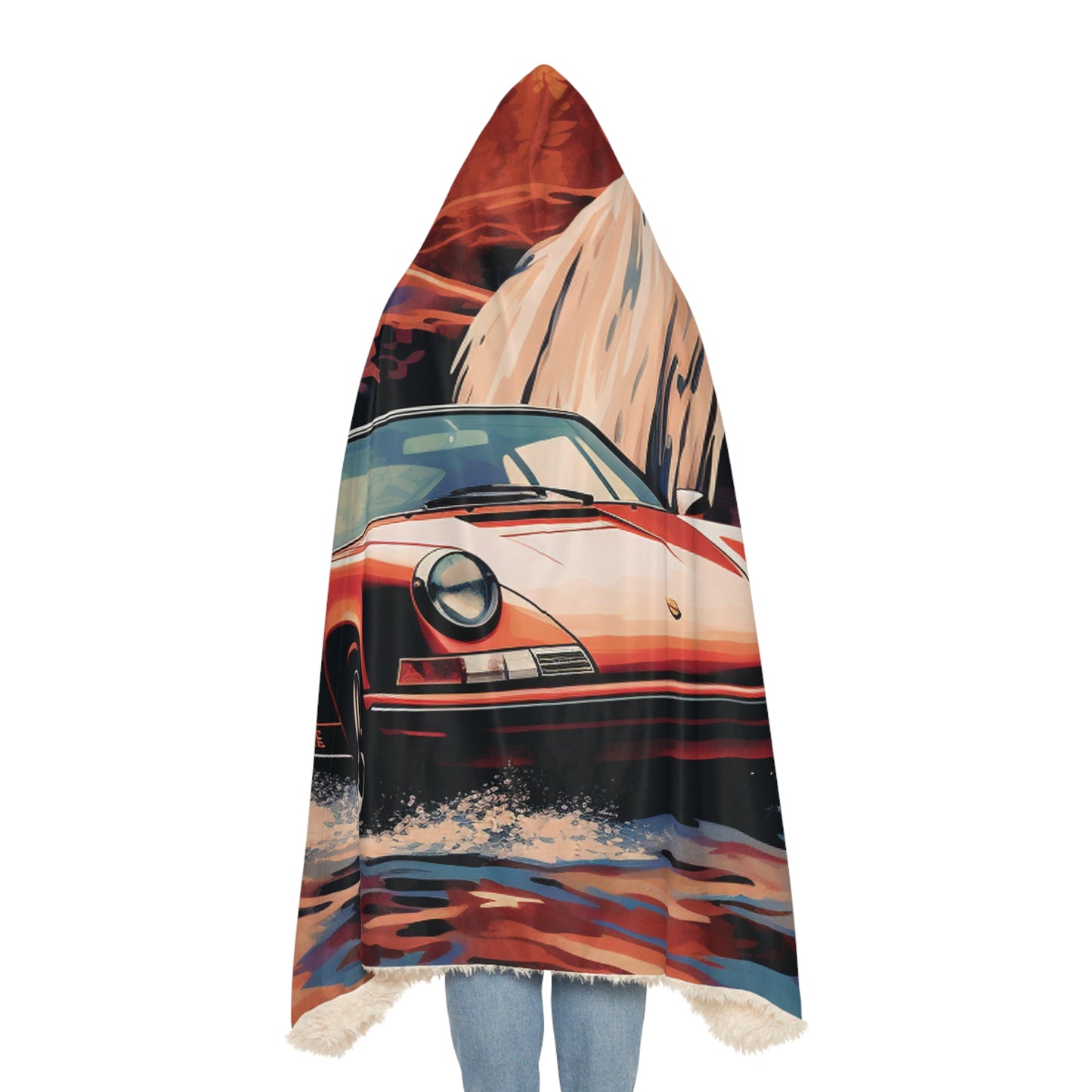 Snuggle Hooded Blanket American Flag Porsche Abstract 4