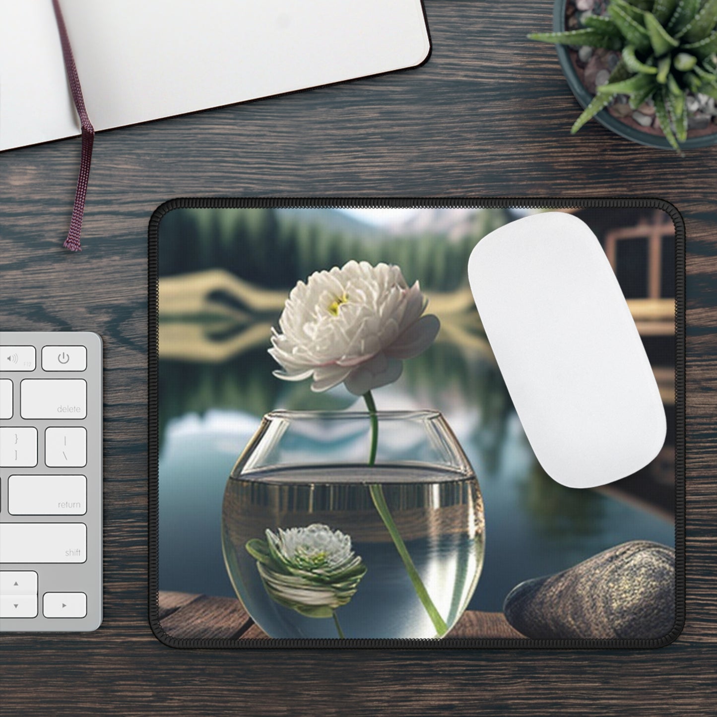 Gaming Mouse Pad  White Peony glass vase 2