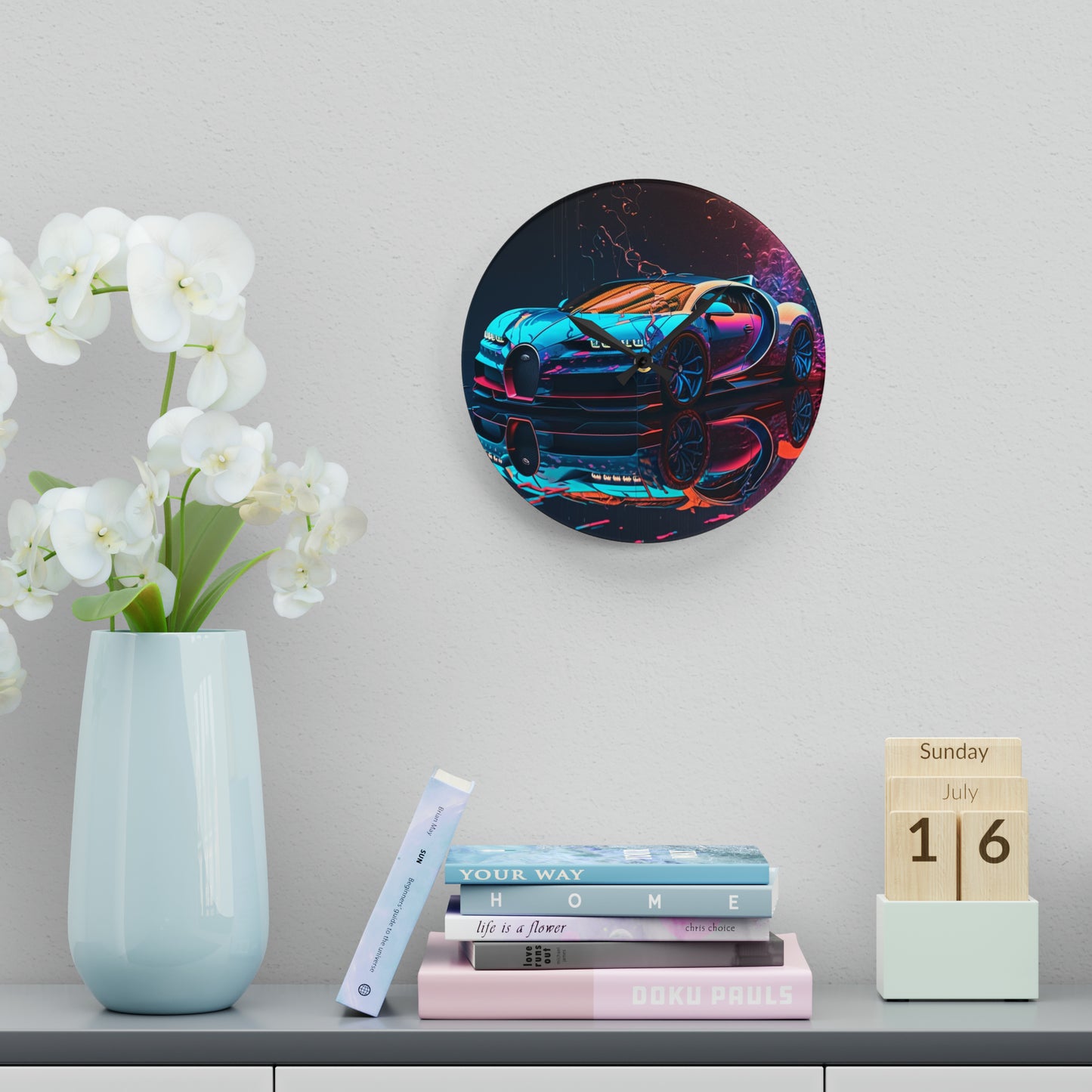 Acrylic Wall Clock Bugatti Neon Chiron 4