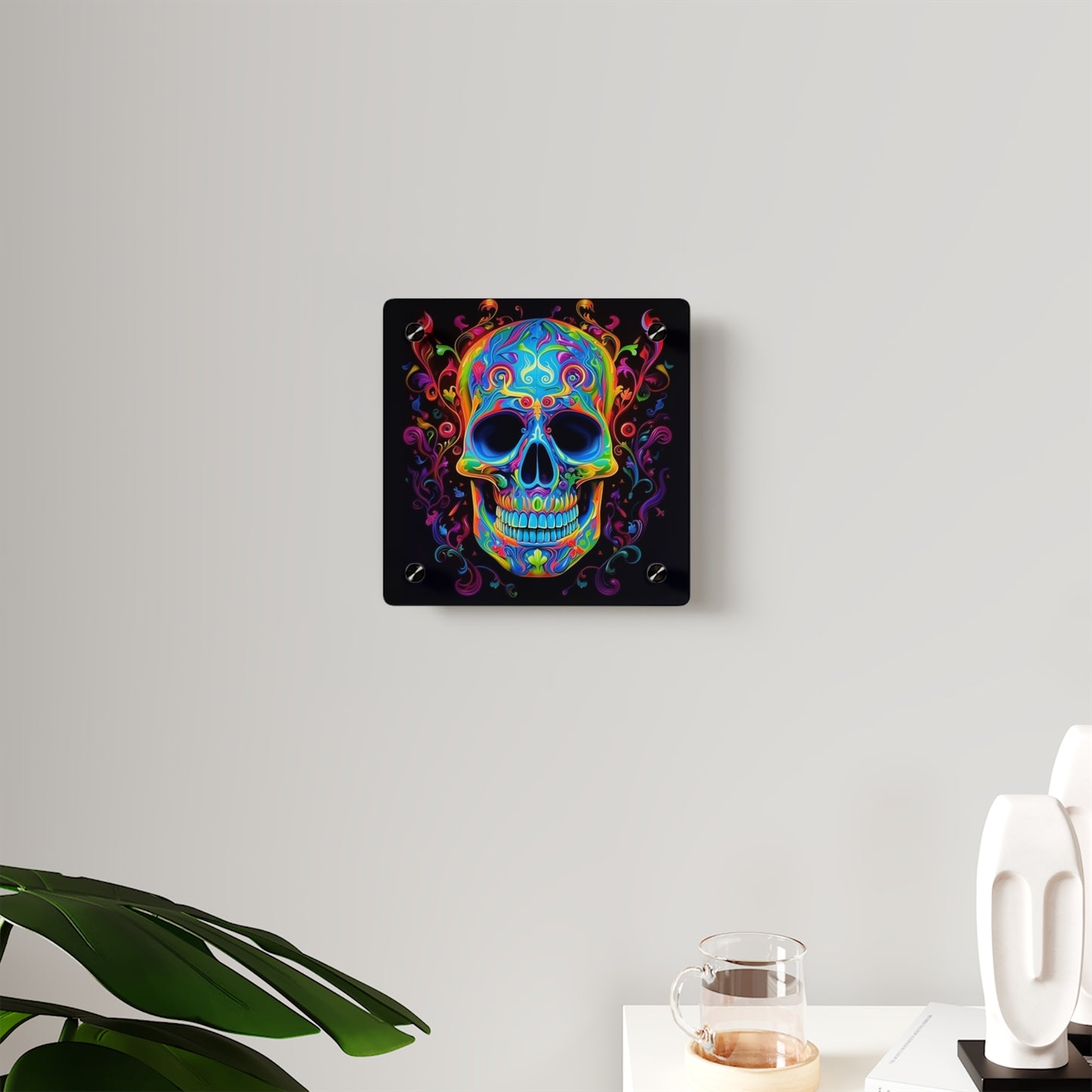 Acrylic Wall Art Panels Macro Skull Color 4