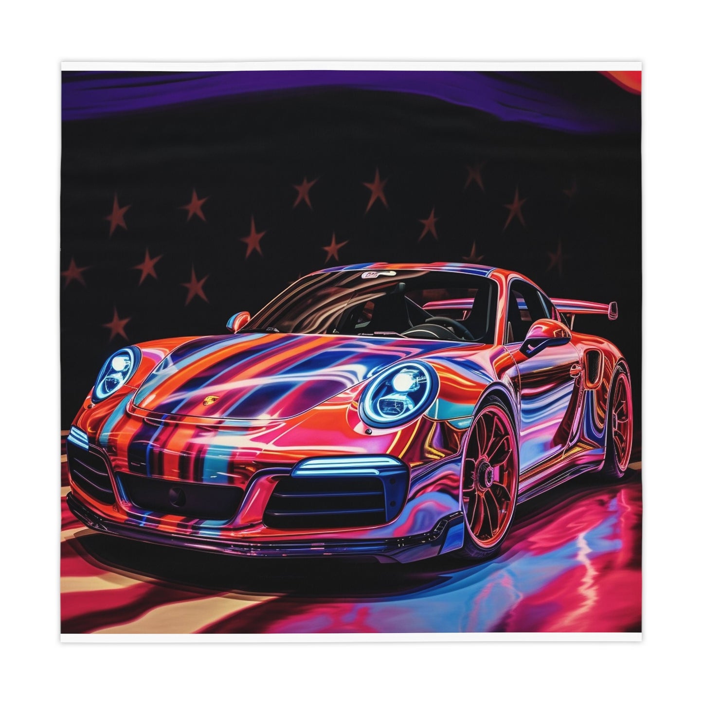 Tablecloth American Flag Colored Porsche 1