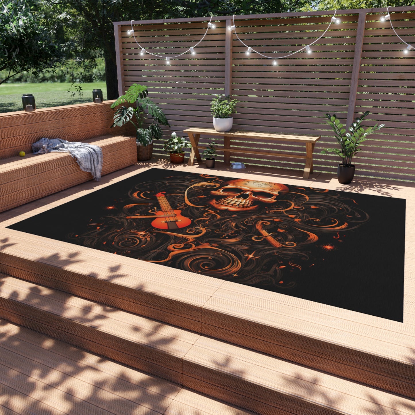 Outdoor Rug  Skull Treble Clef 4