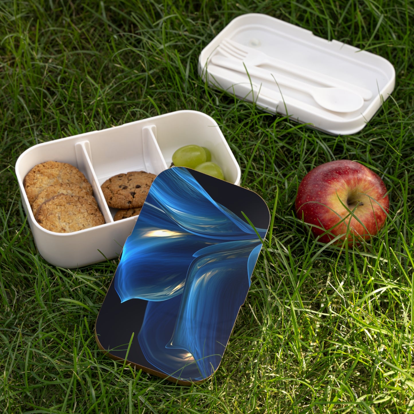 Bento Lunch Box Abstract Blue Tulip 1