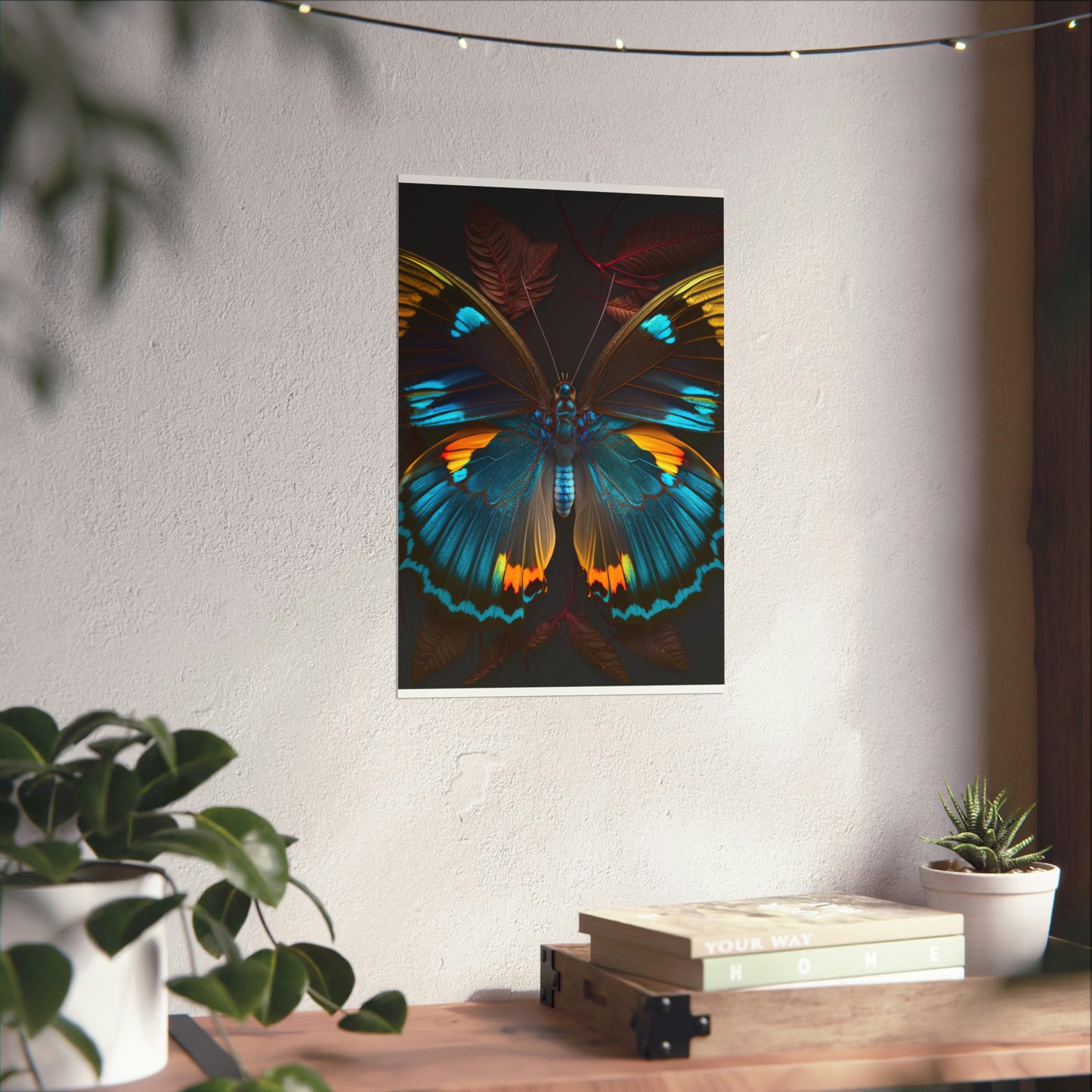 Premium Matte Vertical Posters Neon Butterfly Flair 1