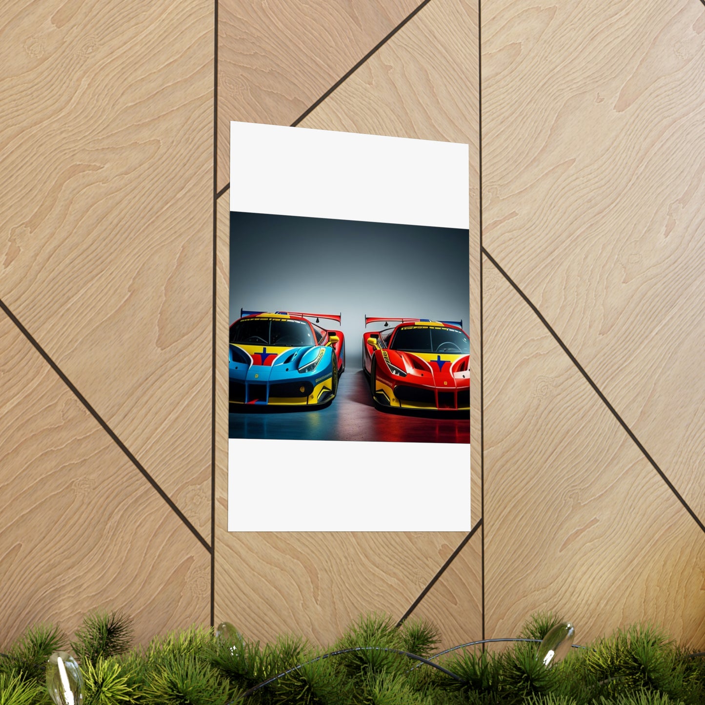 Premium Matte Vertical Posters Ferrari Red Blue 2