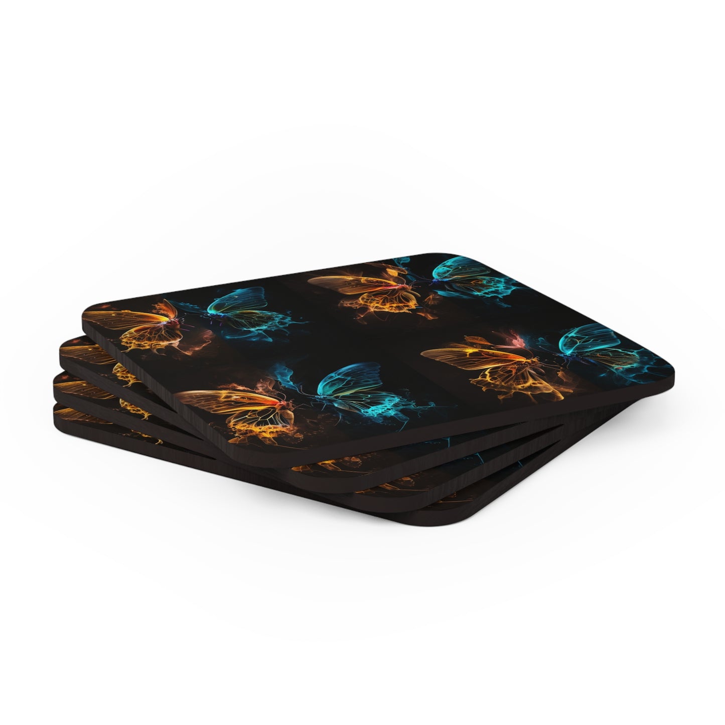 Corkwood Coaster Set Kiss Neon Butterfly 5