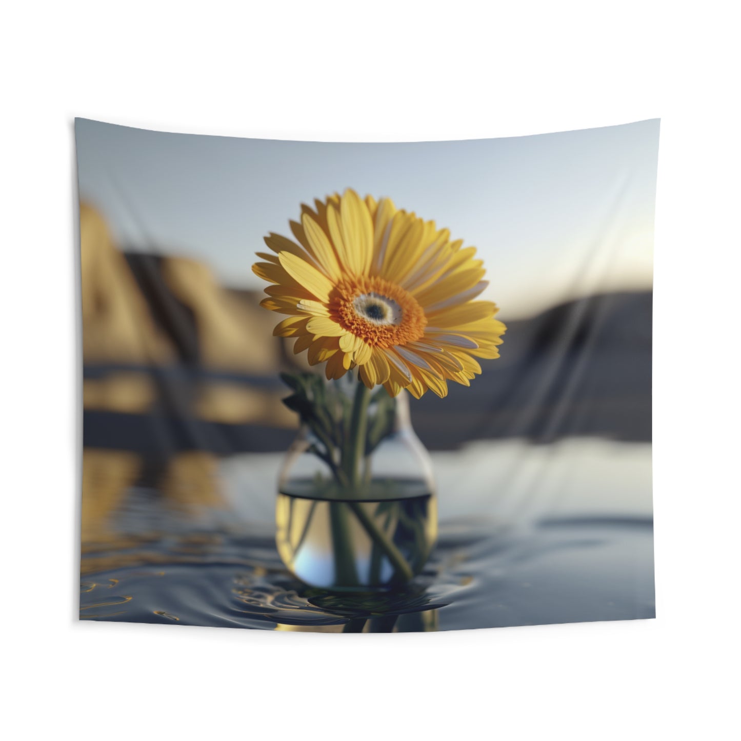 Indoor Wall Tapestries yello Gerbera glass 4