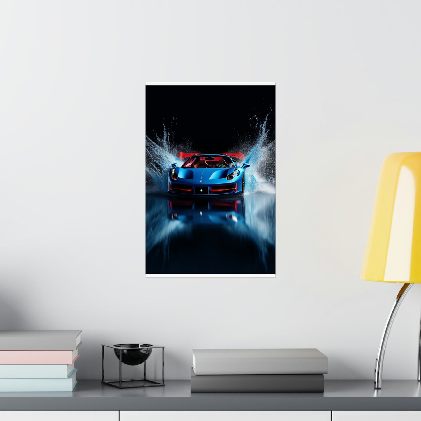 Premium Matte Vertical Posters Ferrari Water Splash 1