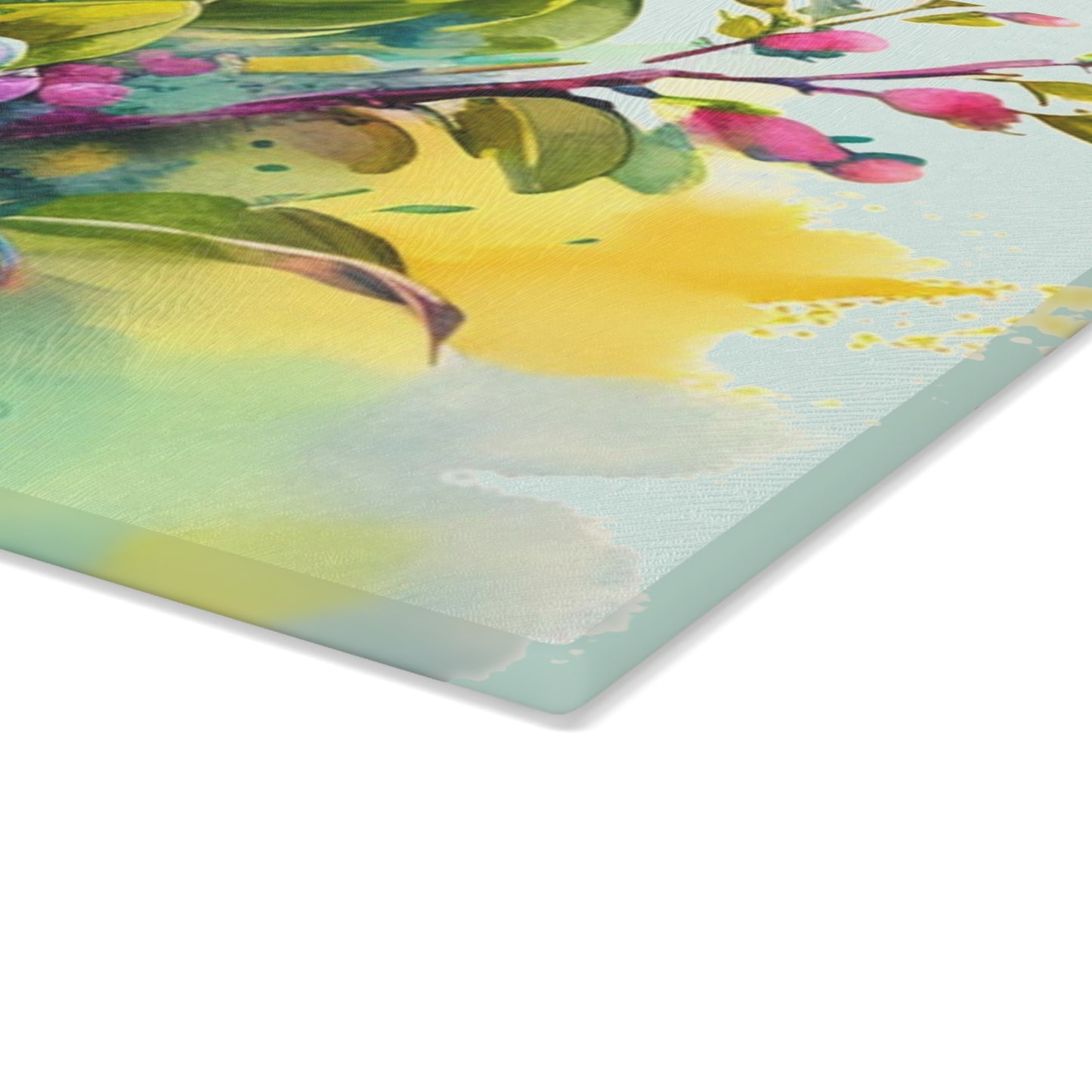 Glass Cutting Board Mother Nature Bright Spring Colors Realistic Watercolor 1