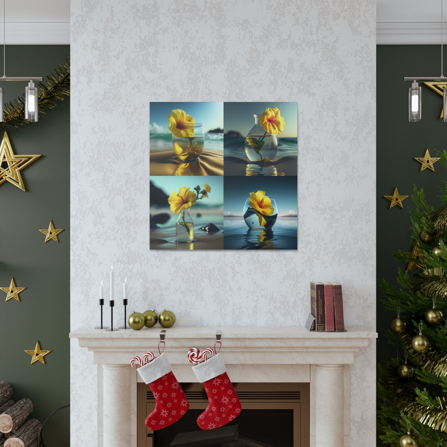Canvas Gallery Wraps Yellow Hibiscus glass 5