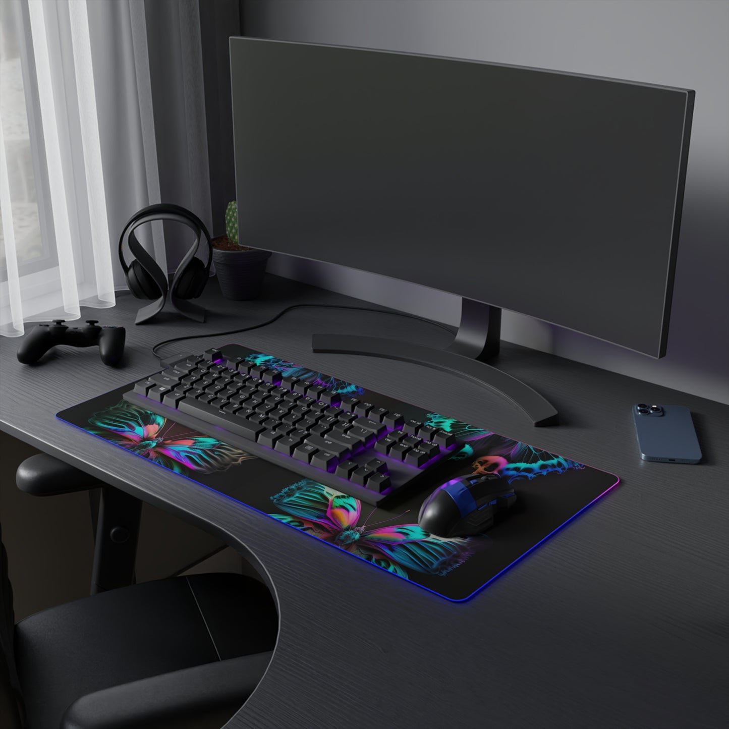 LED Gaming Mouse Pad Neon Butterfly Fusion 5