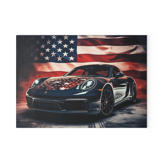 Glass Cutting Board Abstract American Flag Background Porsche 2