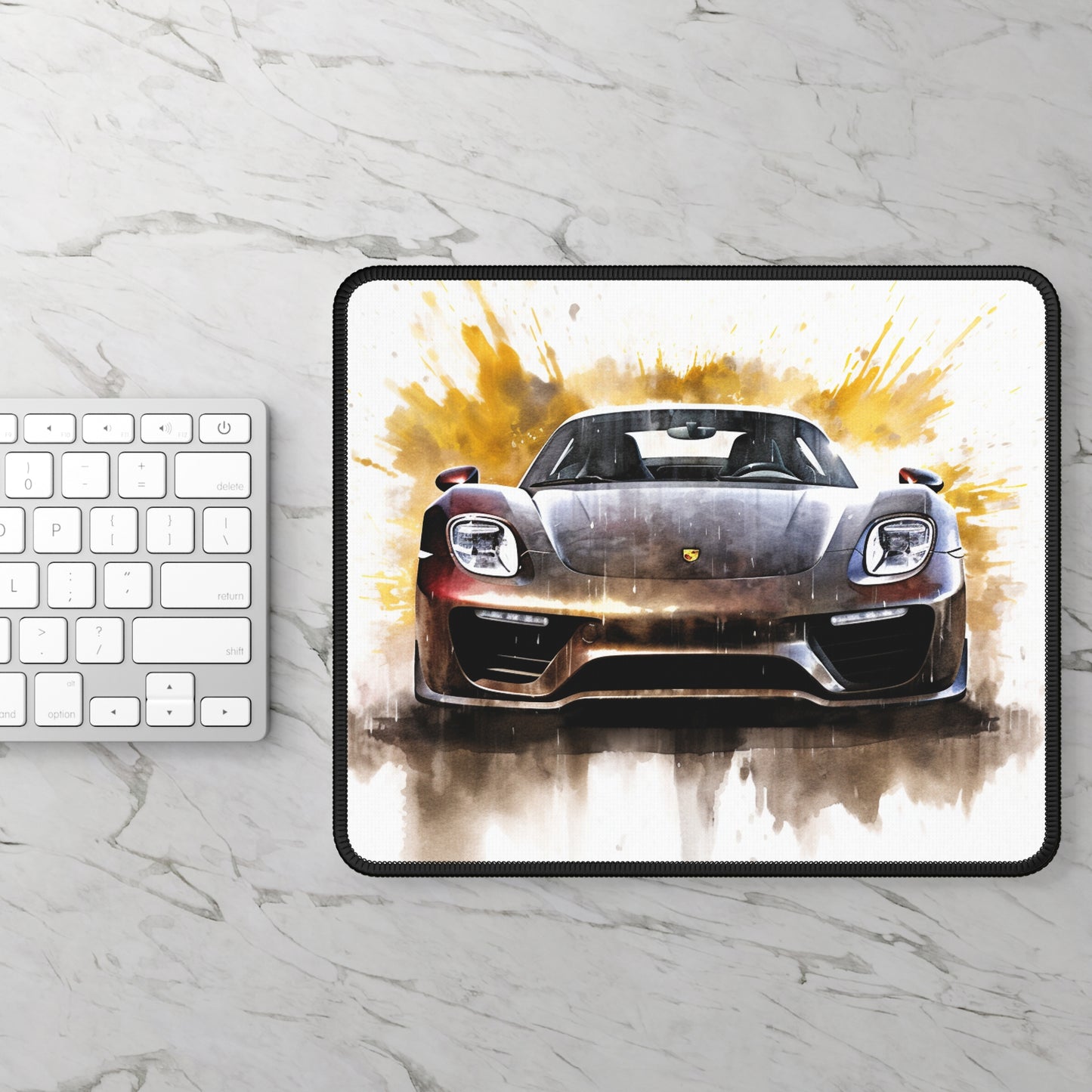 Gaming Mouse Pad  918 Spyder white background driving fast with water splashing 1