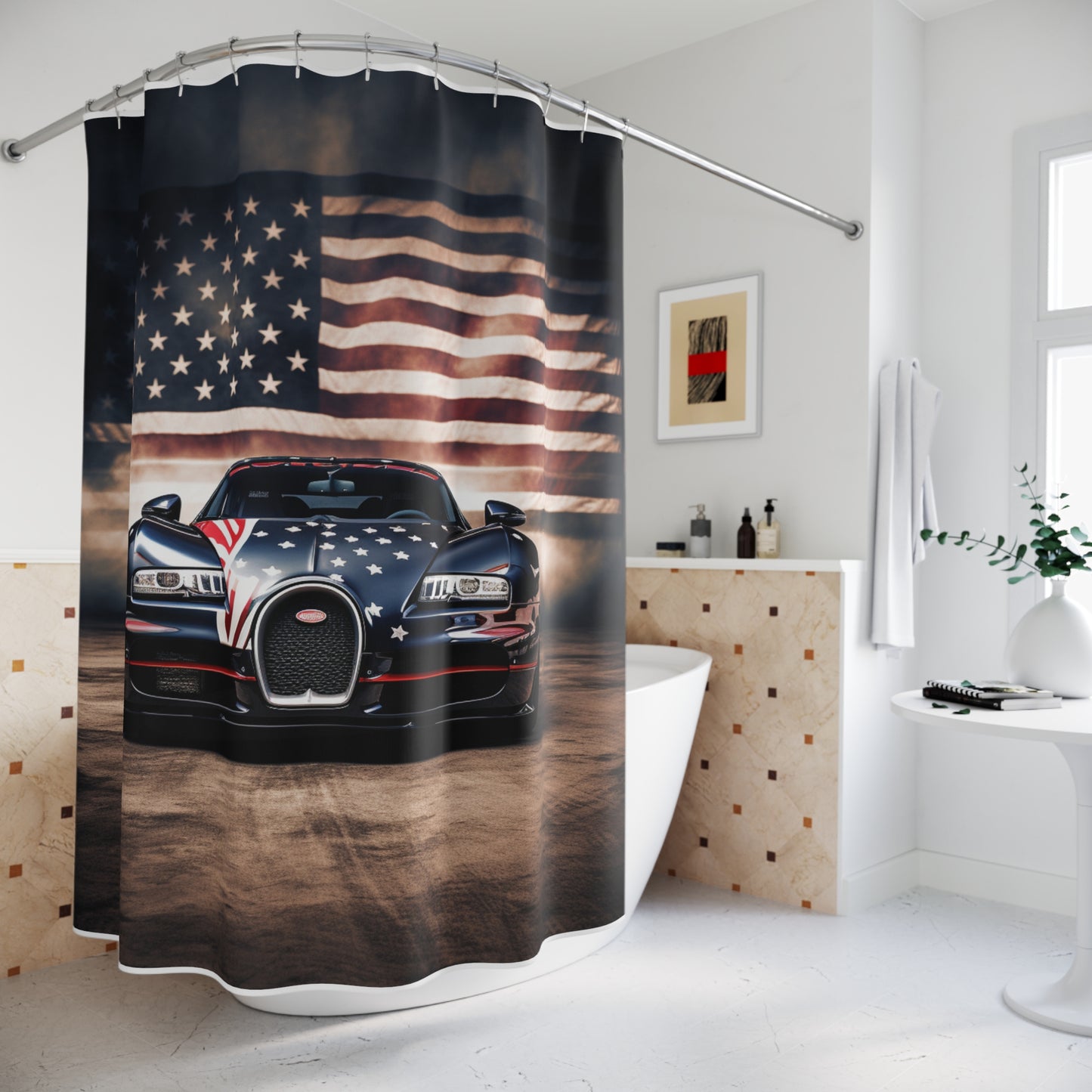 Polyester Shower Curtain Bugatti American Flag 2