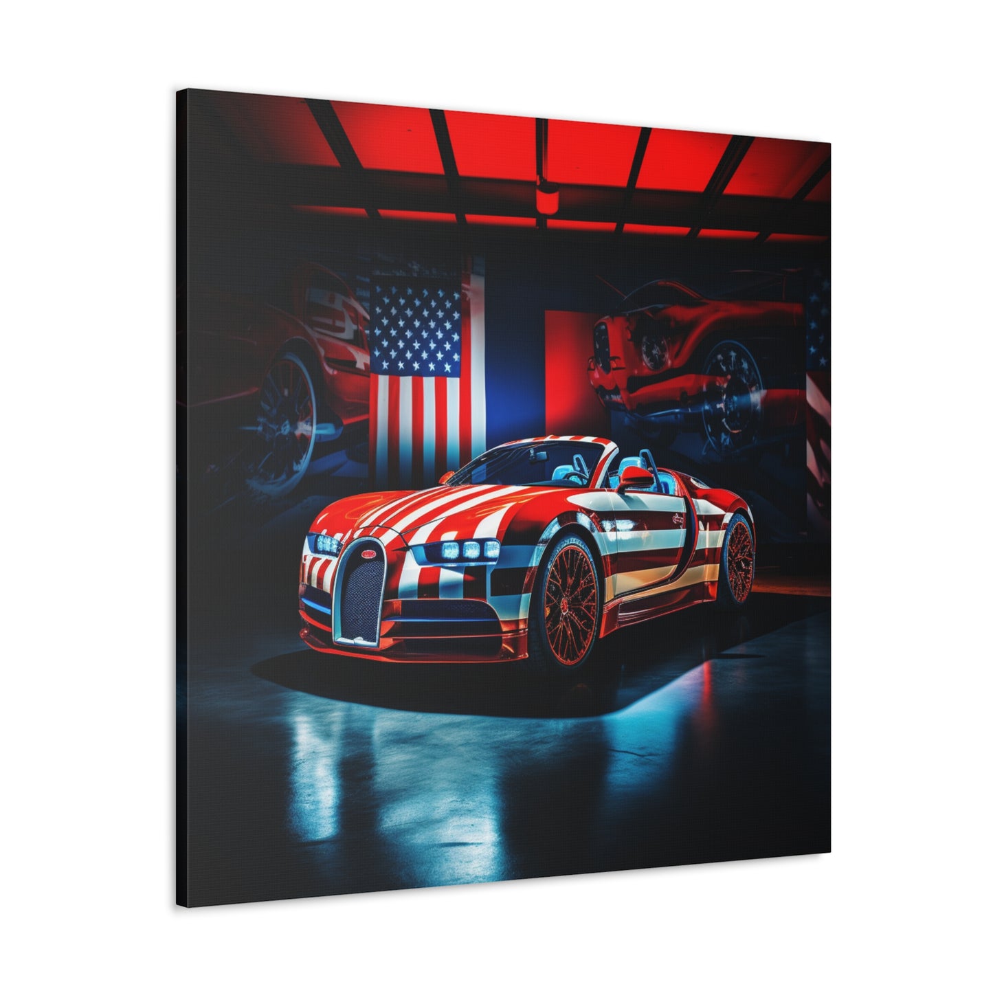 Canvas Gallery Wraps Macro Bugatti American Flag 2