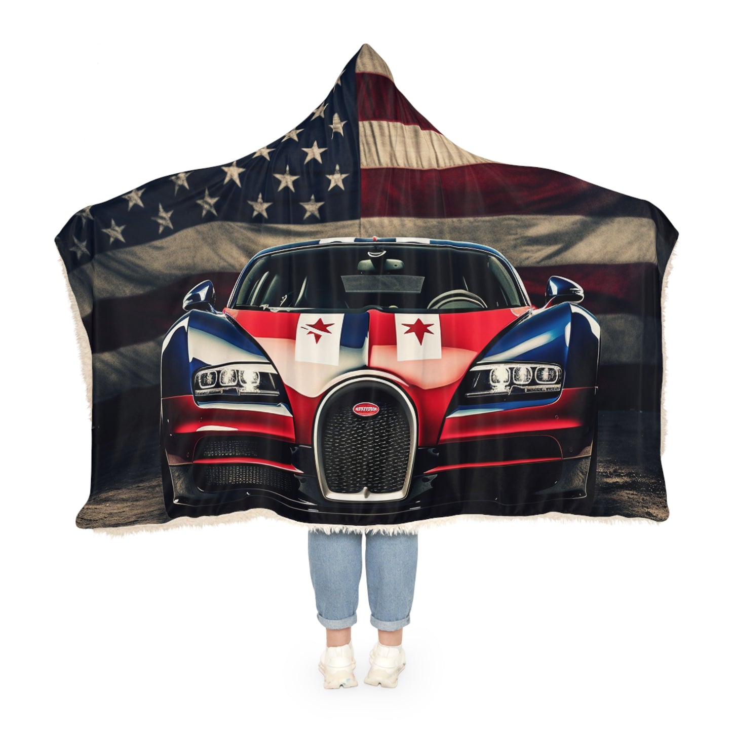 Snuggle Hooded Blanket Bugatti American Flag 3