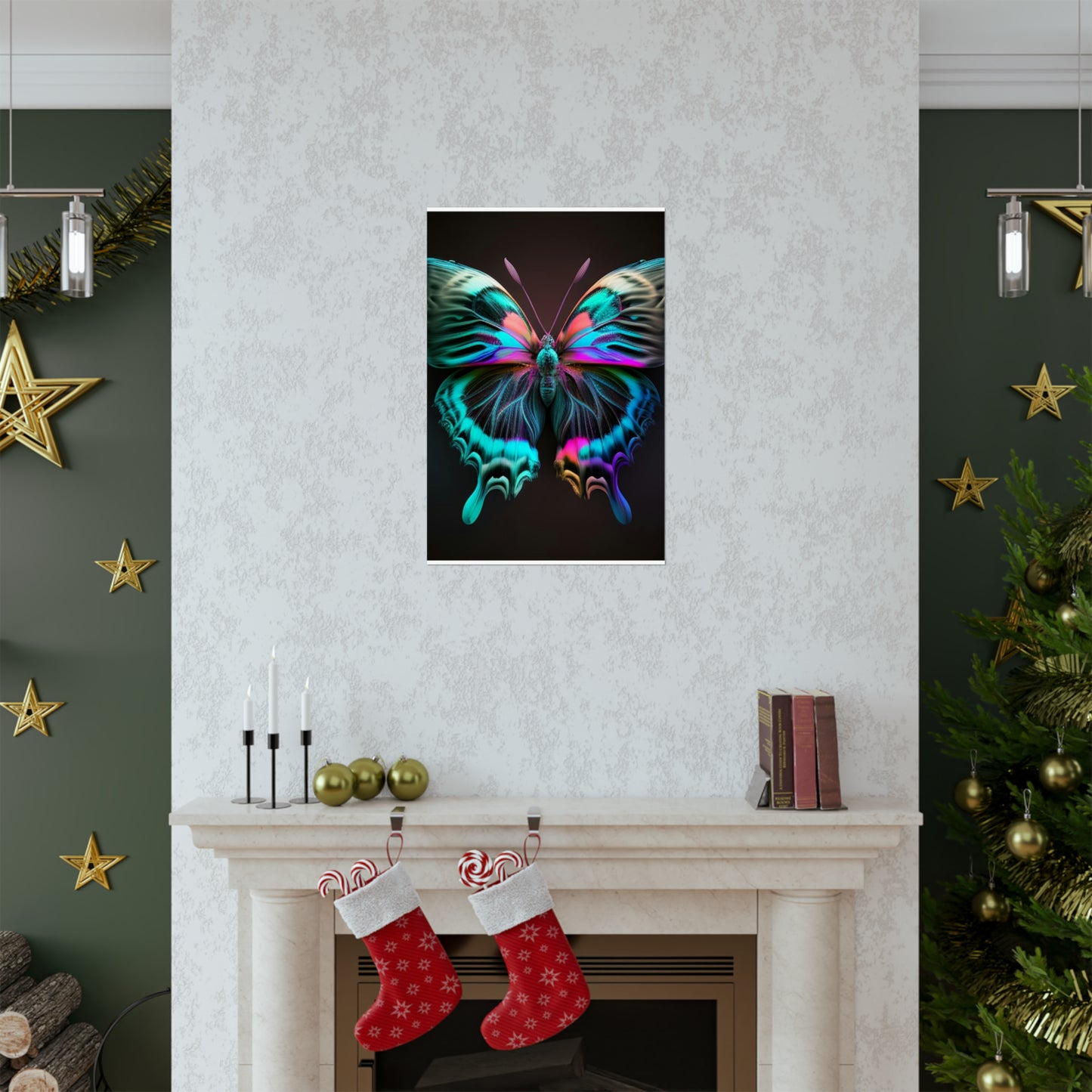 Premium Matte Vertical Posters Neon Butterfly Fusion 3