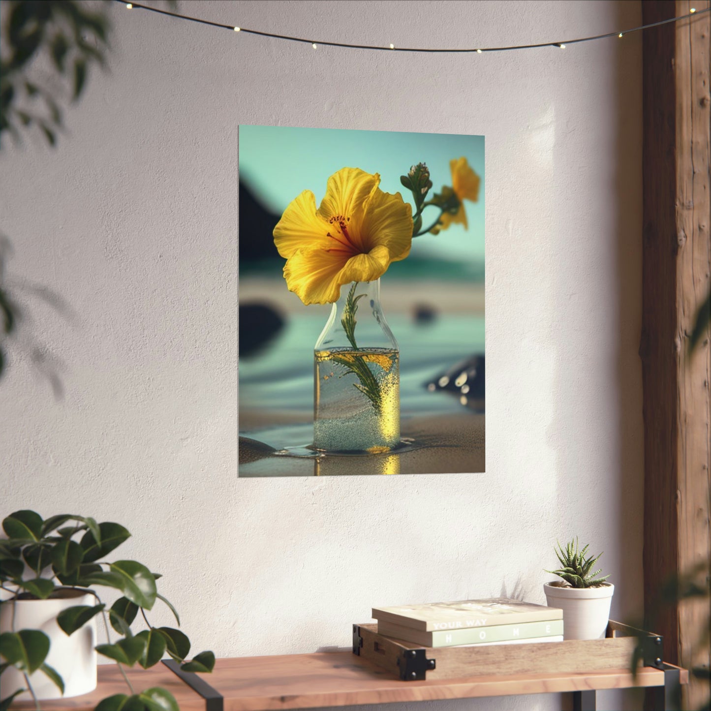 Premium Matte Vertical Posters Yellow Hibiscus glass 3