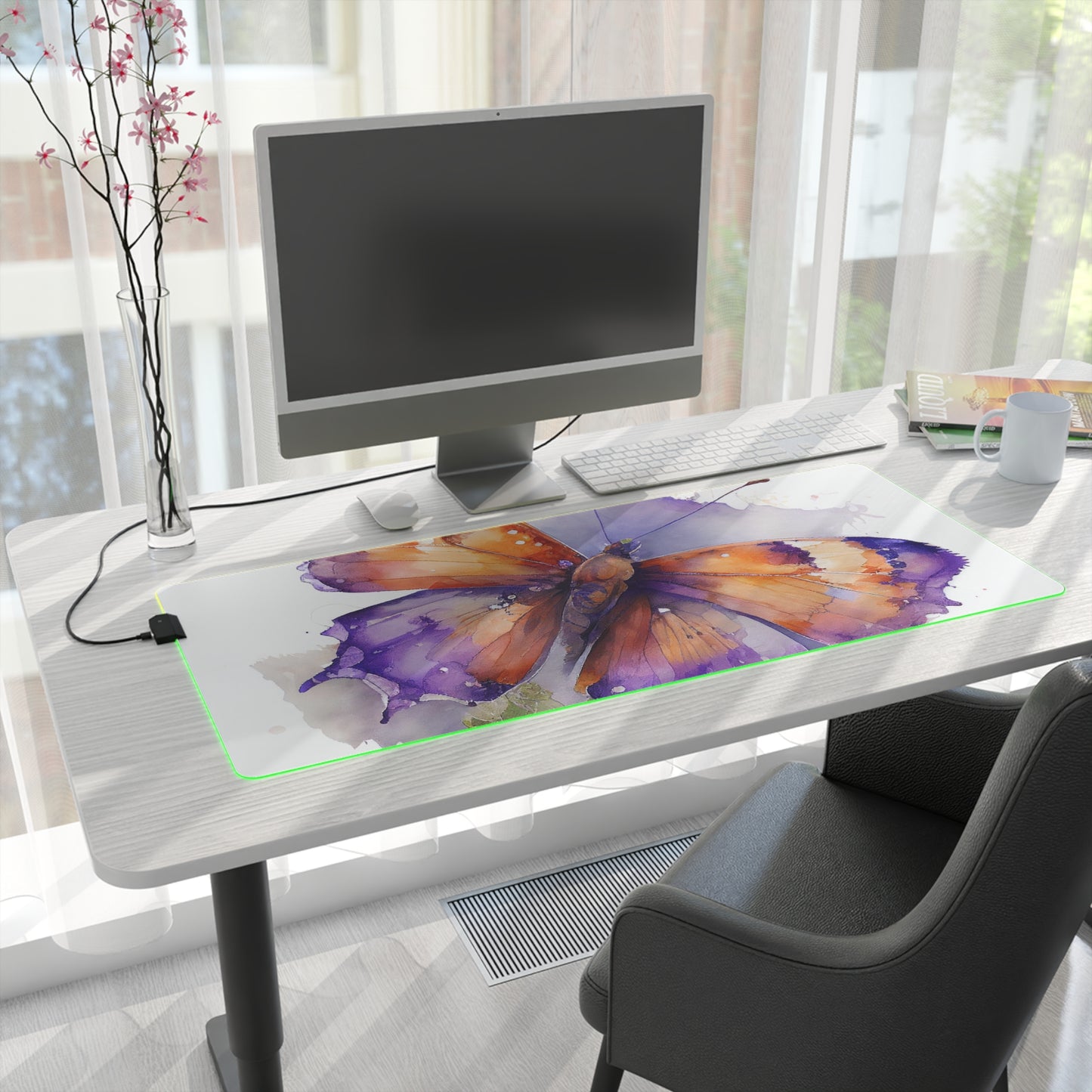 LED Gaming Mouse Pad MerlinRose Watercolor Butterfly 2