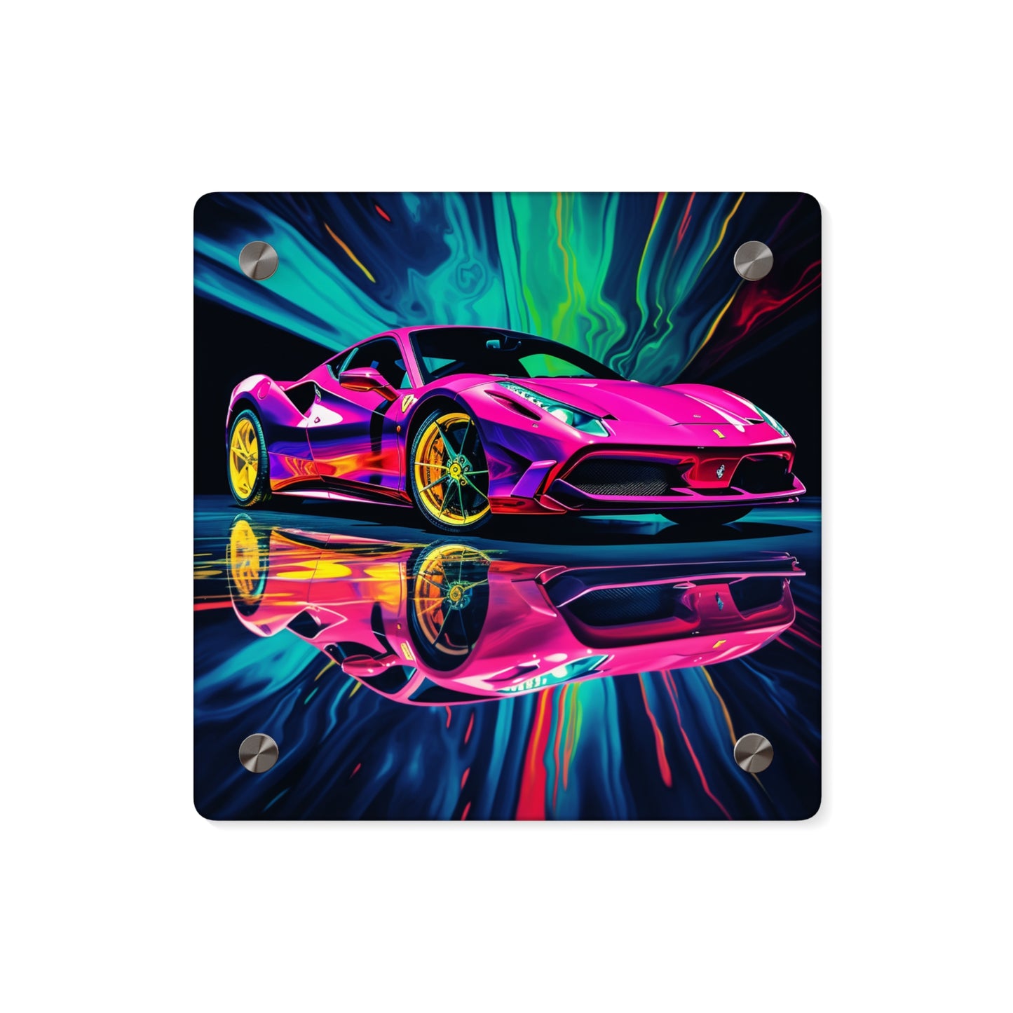 Acrylic Wall Art Panels Pink Ferrari Macro 4