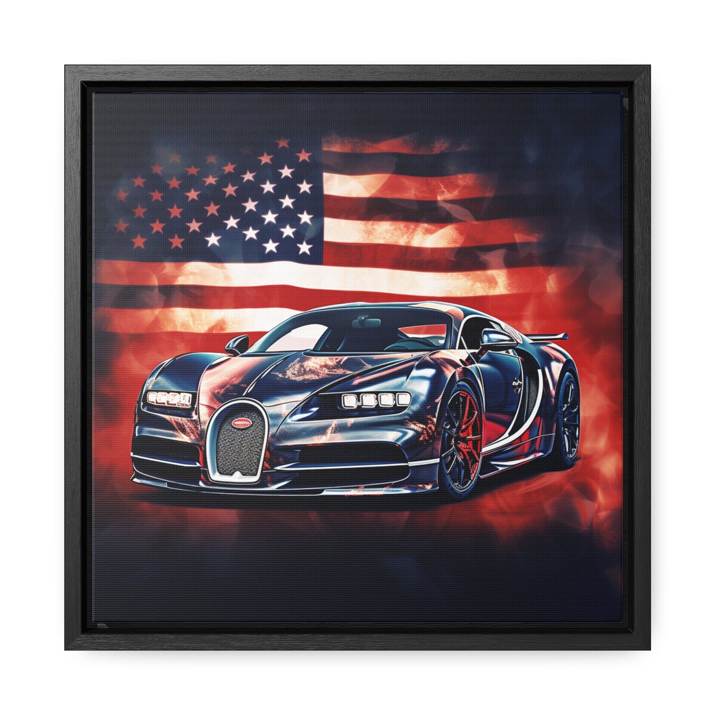 Gallery Canvas Wraps, Square Frame Abstract American Flag Background Bugatti 4