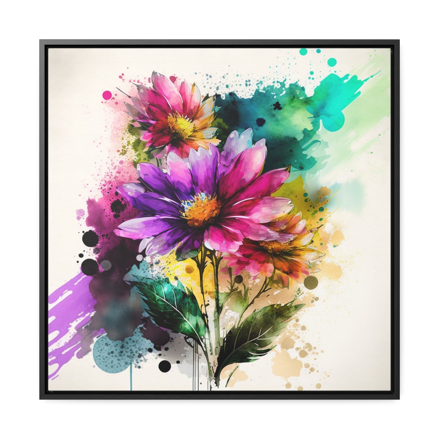 Gallery Canvas Wraps, Square Frame Bright Spring Flowers 1