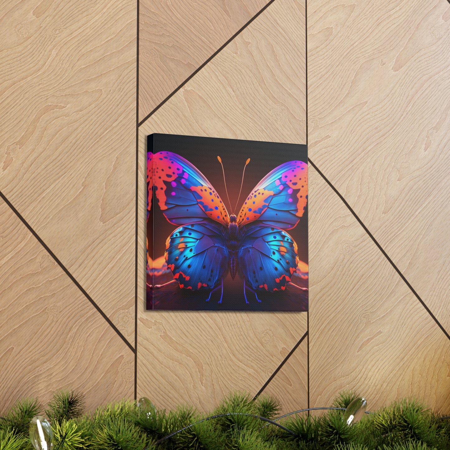 Canvas Gallery Wraps Neon Butterfly Macro 3