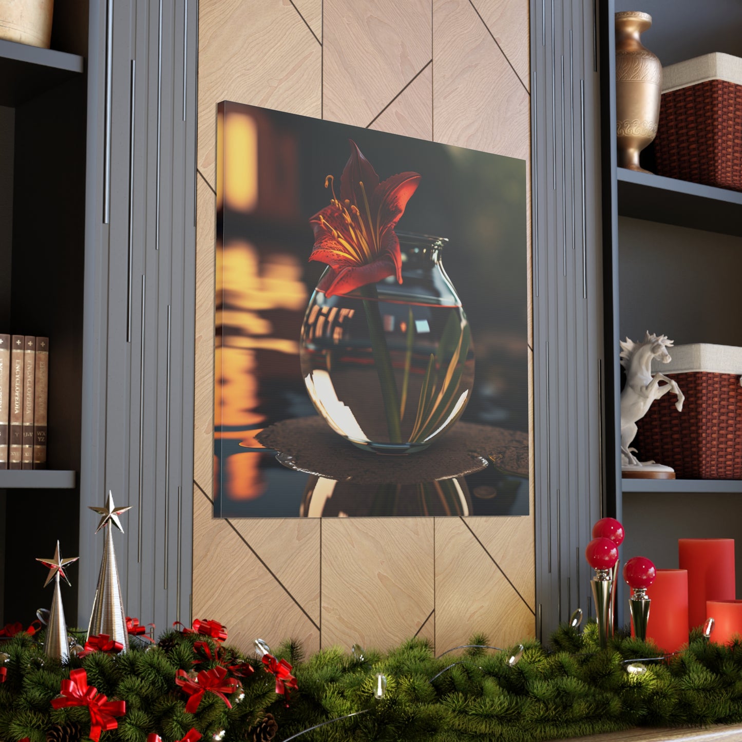 Canvas Gallery Wraps Red Lily in a Glass vase 2