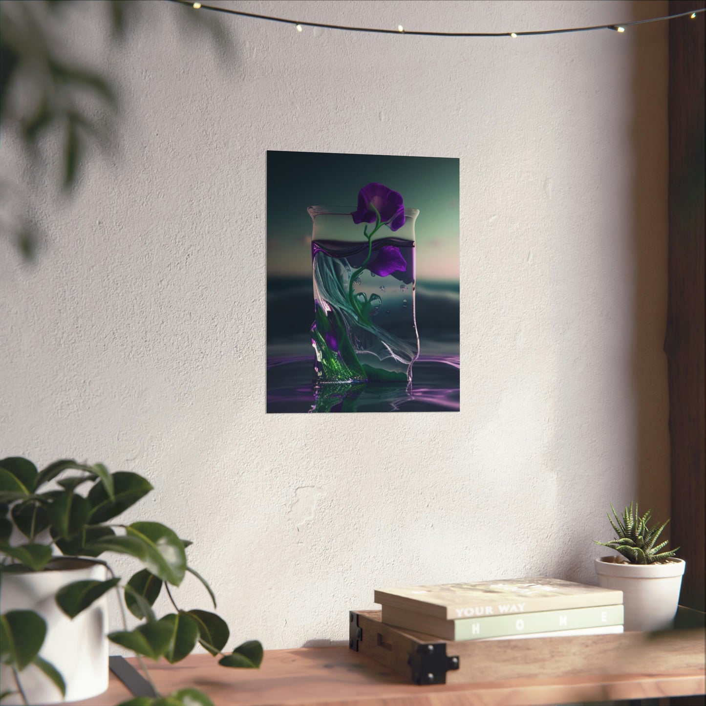 Premium Matte Vertical Posters Purple Sweet pea in a vase 3