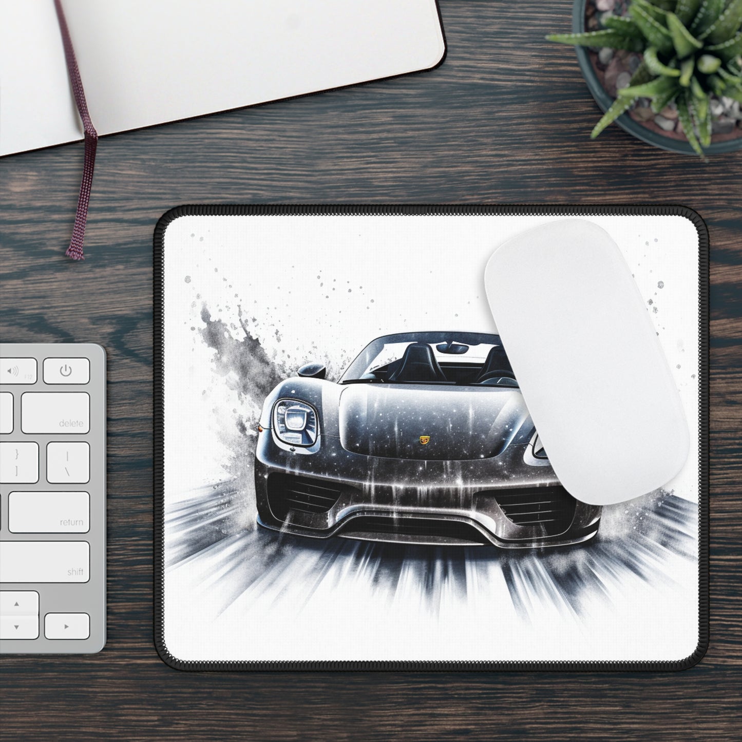 Gaming Mouse Pad  918 Spyder white background driving fast with water splashing 3