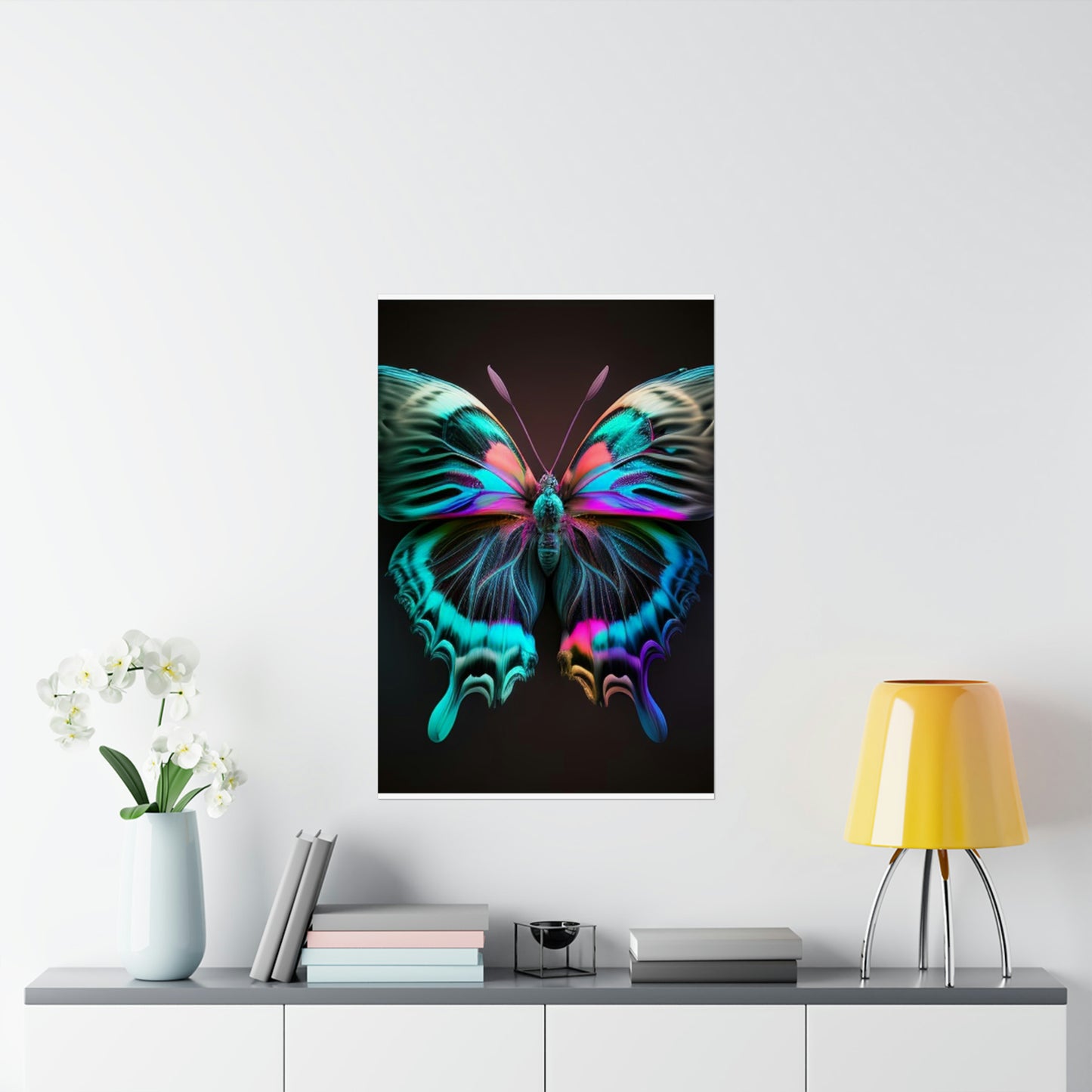 Premium Matte Vertical Posters Neon Butterfly Fusion 3