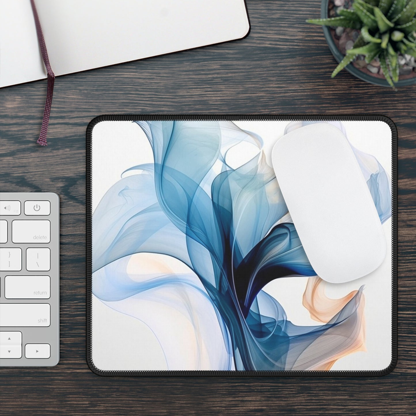 Gaming Mouse Pad  Blue Tluip Abstract 3