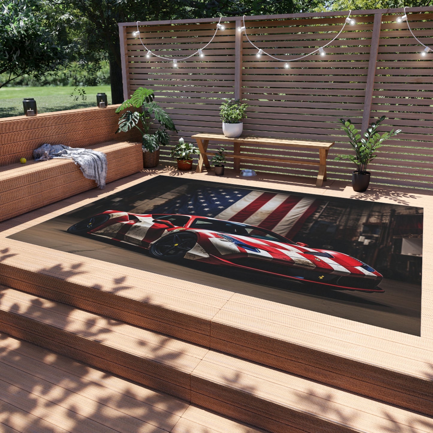 Outdoor Rug  American Flag Farrari 2