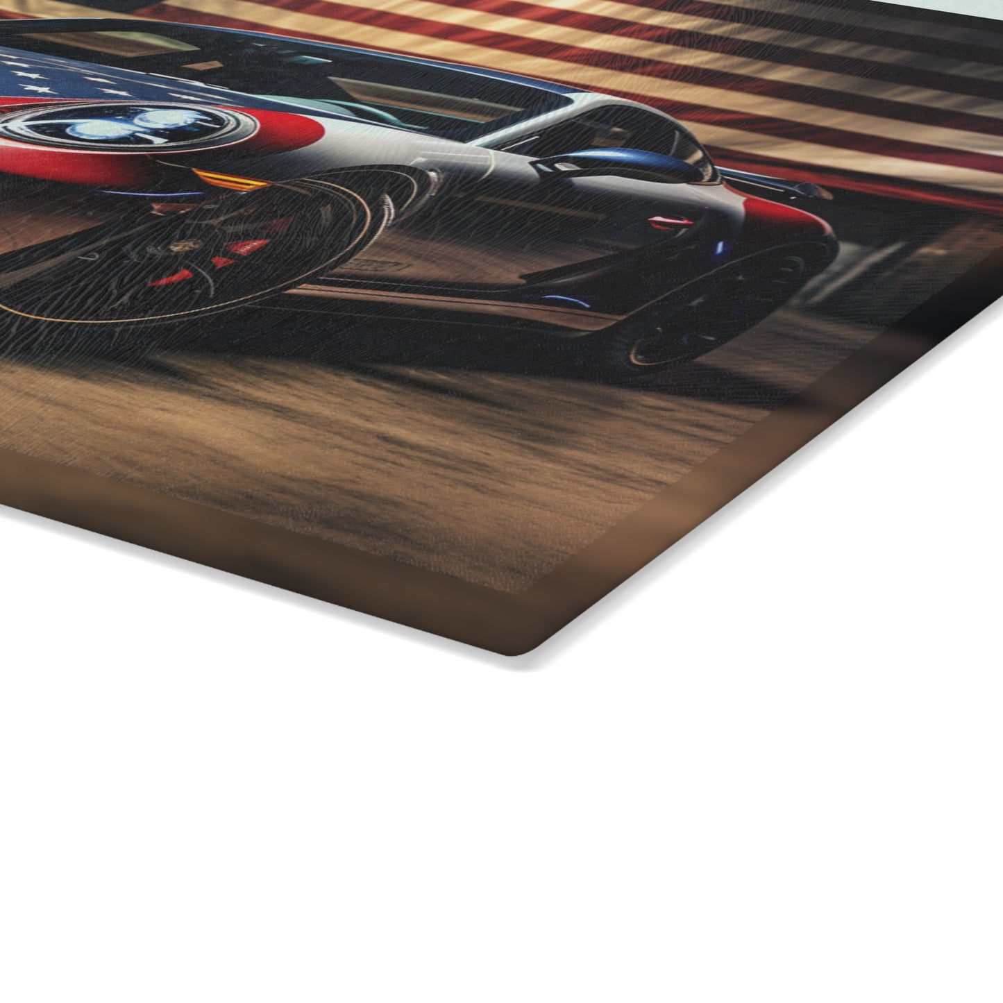 Glass Cutting Board American Flag Background Porsche 1