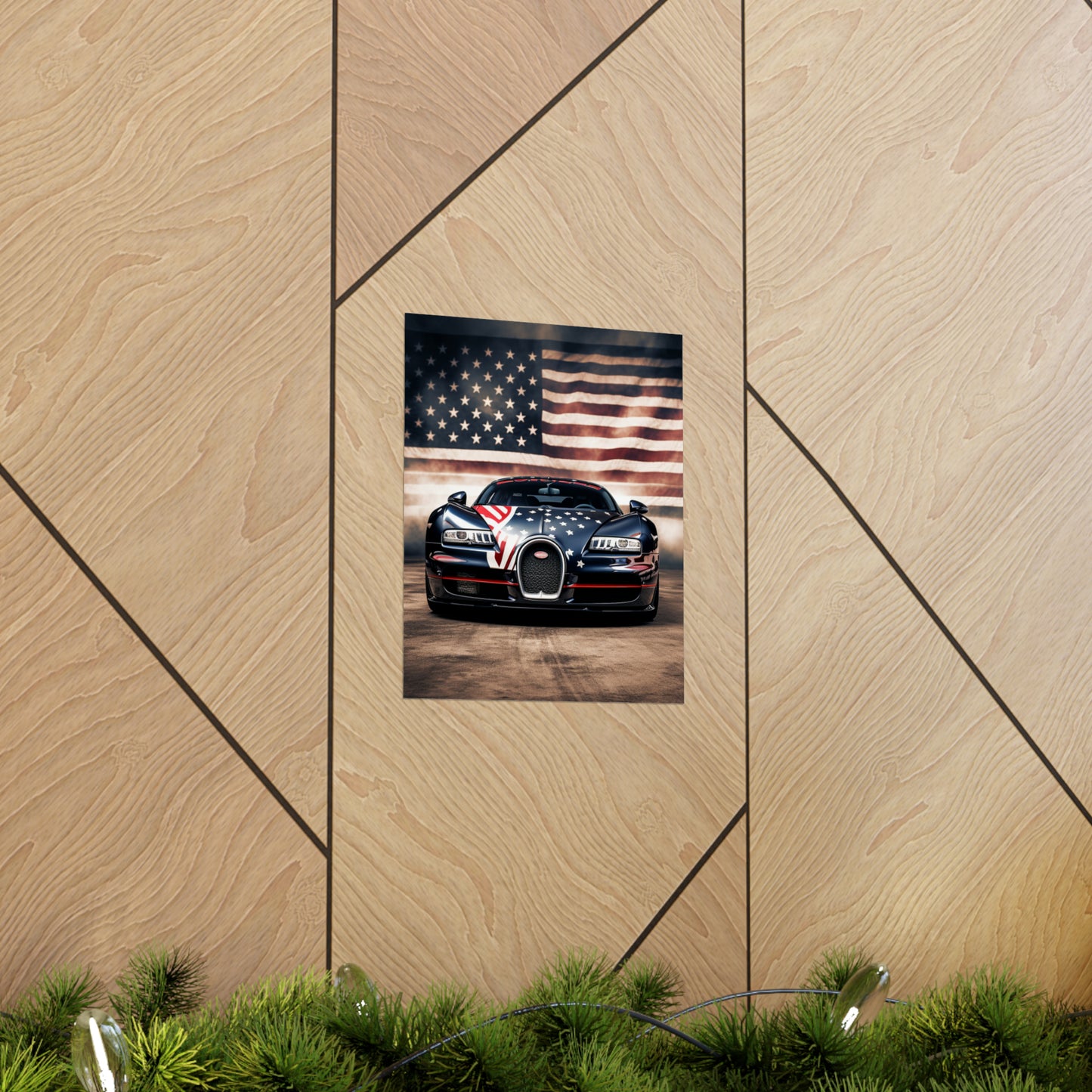 Premium Matte Vertical Posters Bugatti American Flag 2