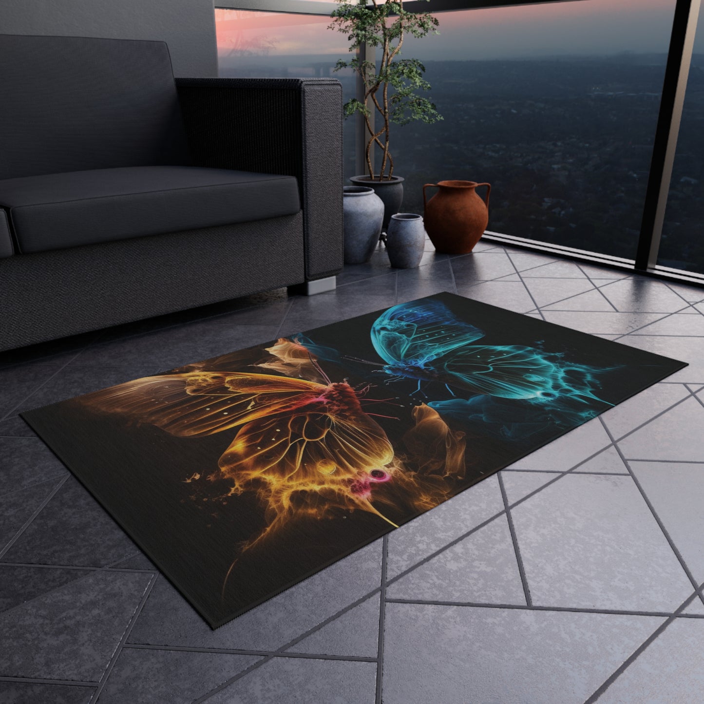 Outdoor Rug  Kiss Neon Butterfly 9